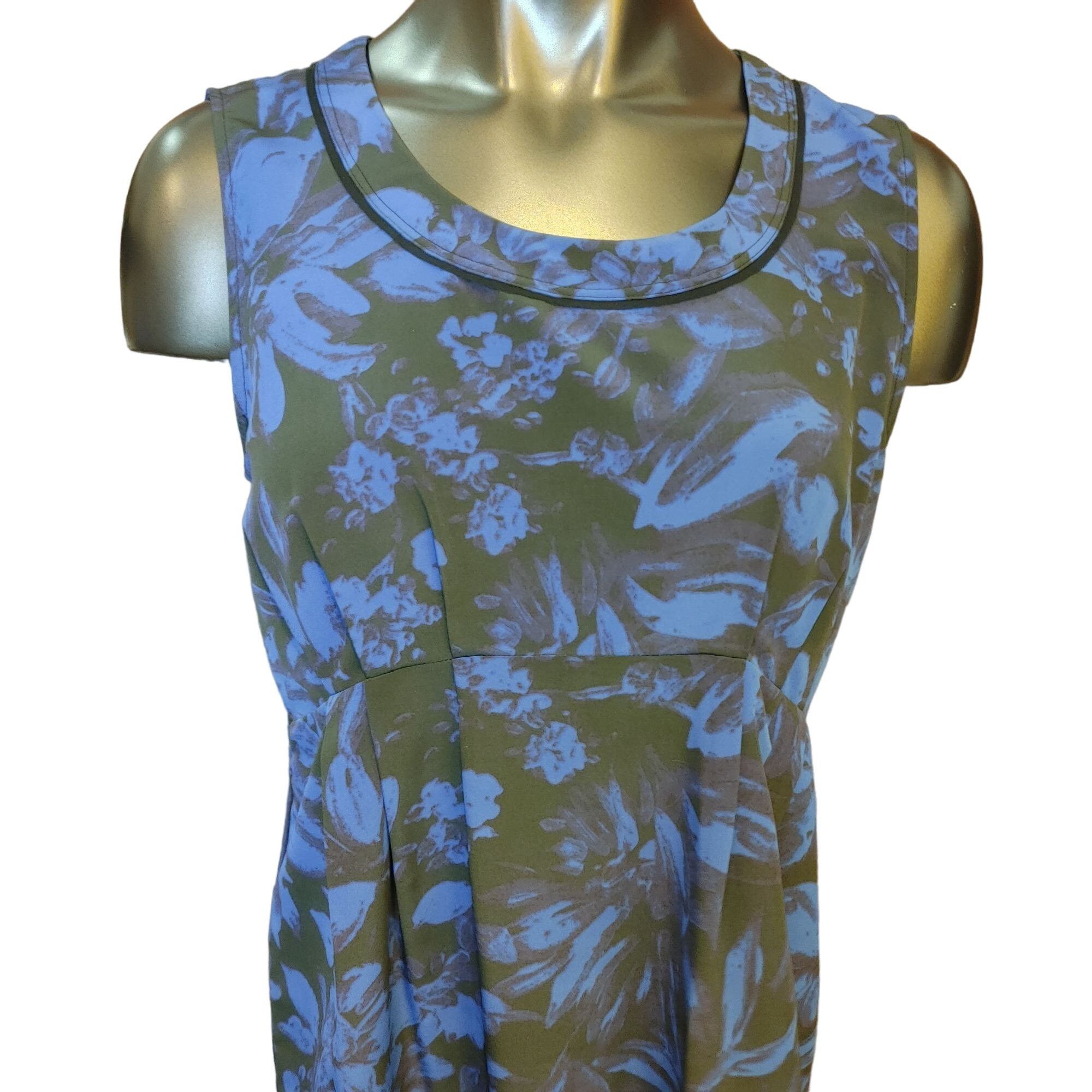 Vera Wang SIMPLY VERA VERA WANG Womens 12 Blue Floral Sleeveless Scoop Size XL / US 12-14 / IT 48-50 - 3 Thumbnail