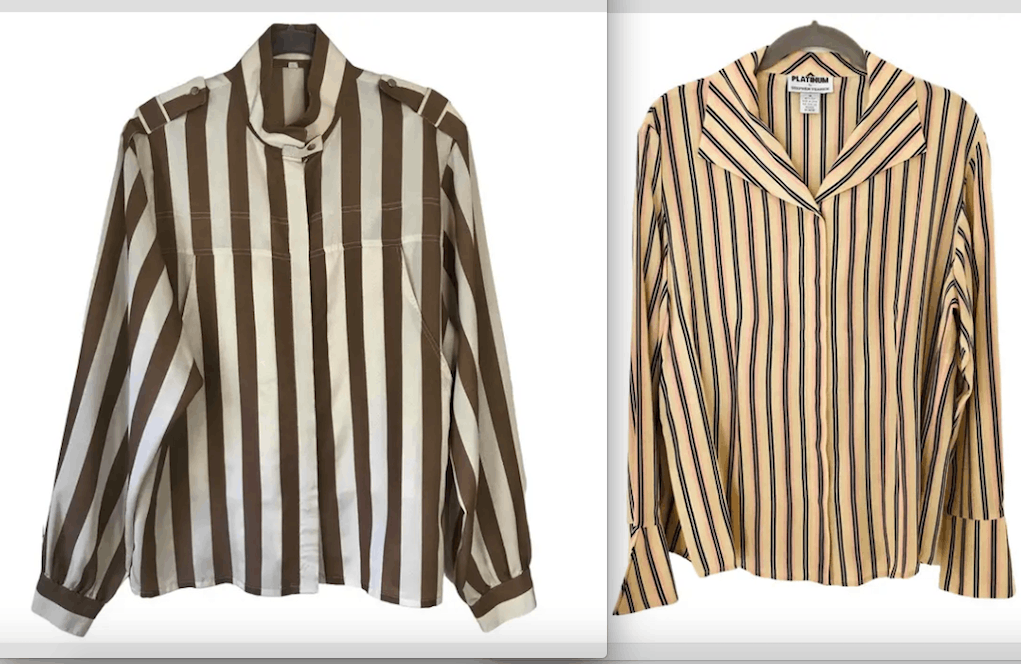Other S. Yearick Striped Silk and Vintage White/Brown Blouse/JKT Size L / US 10 / IT 46 - 1 Thumbnail