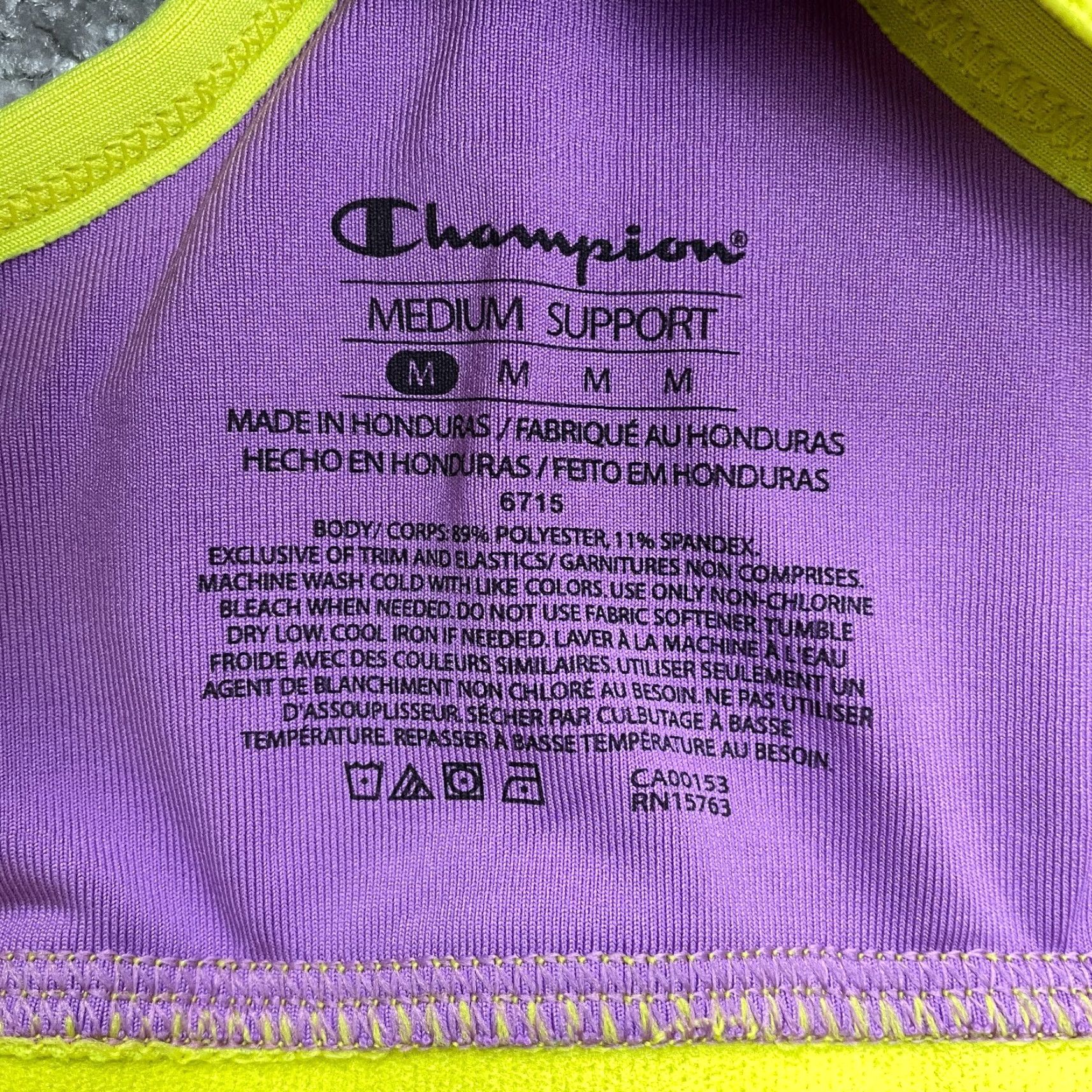 Champion Champion Sports Bralette Womens Medium Yellow Racerback Active Gym Running Yoga Ladies Medium Yellow Racerback Sports Bra Size ONE SIZE - 4 Thumbnail