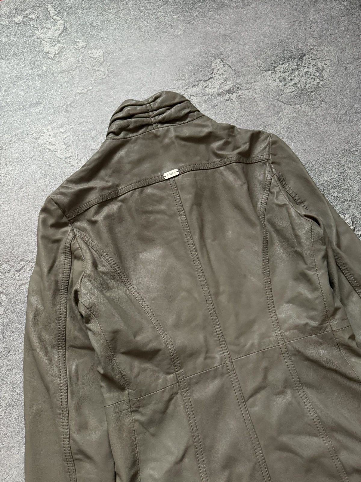 Armani × Emporio Armani Emporio Armani Jeans I38/US4/F34 long leather jacket coat Size S / US 4 / IT 40 - 17 Thumbnail