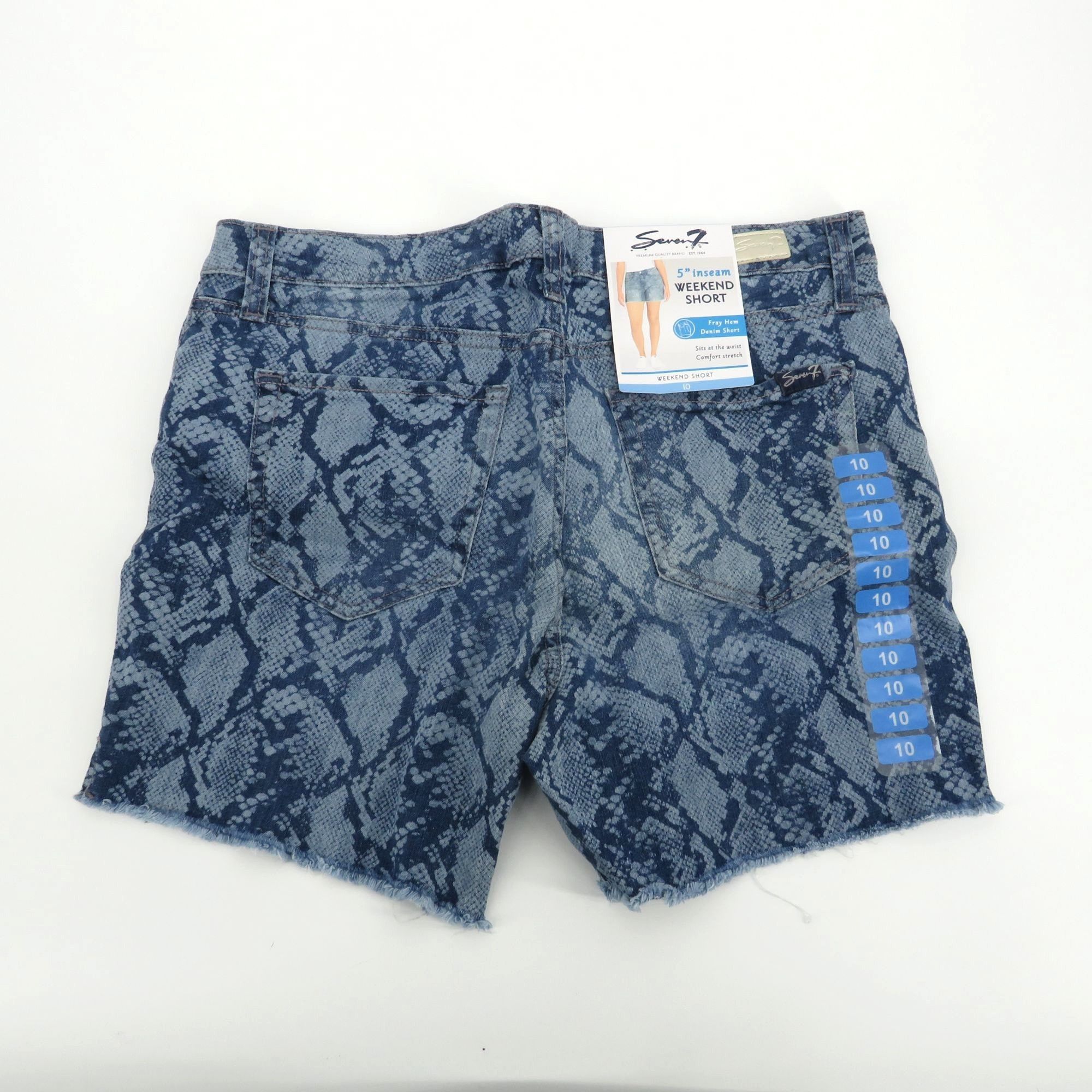 Other Seven7 5" Inseam Weekend Fray Hem Denim Snake Print Shorts 1 Size 32" / US 10 / IT 46 - 1 Thumbnail