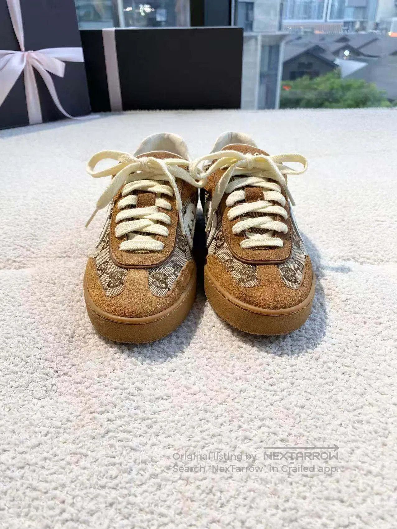 Gucci Guicci Presbyopia spliced flocked leather training shoes| Size US 5 / IT 35 - 2 Thumbnail