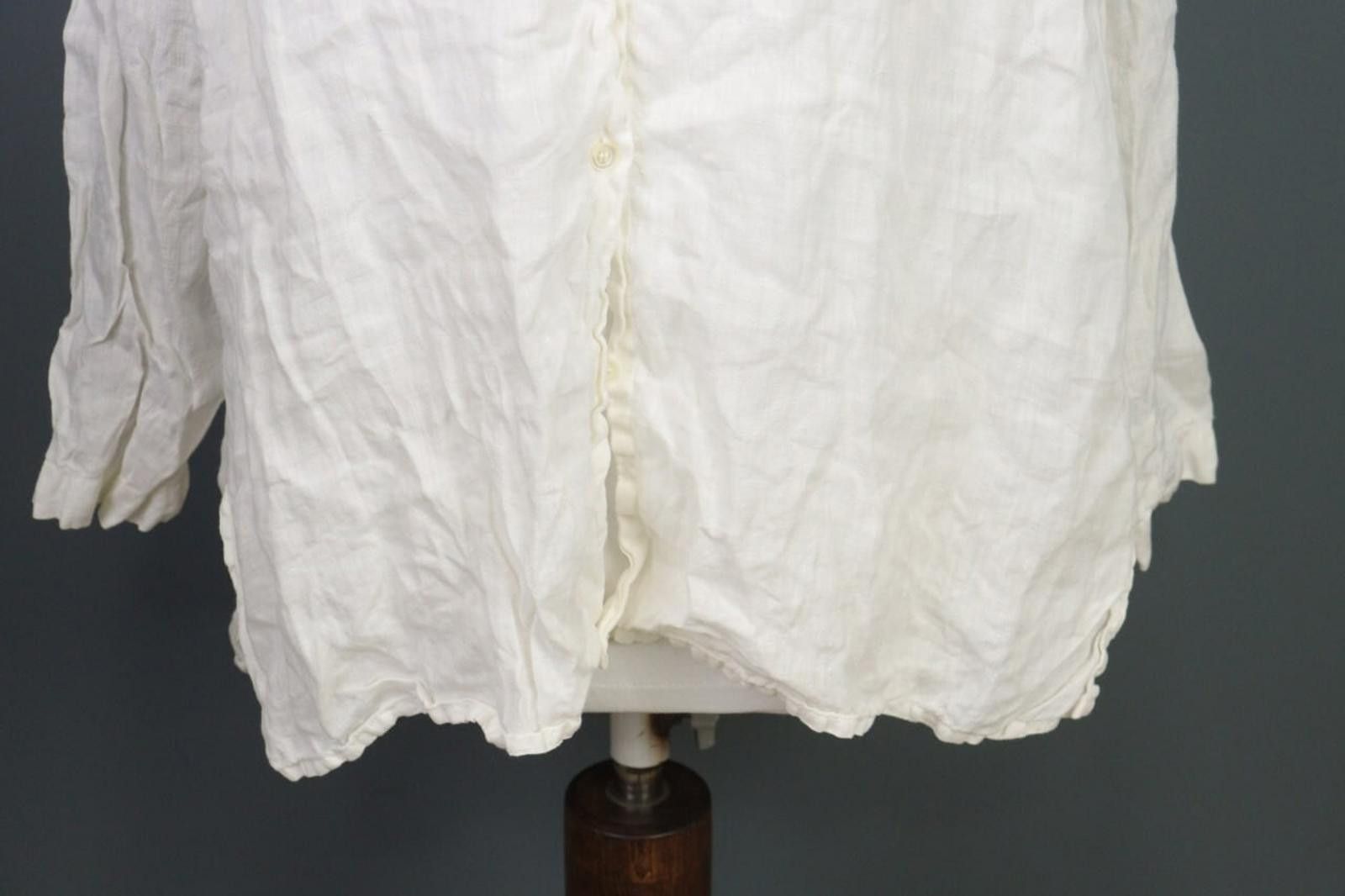 Oscar De La Renta Oska White Relaxed Lagenlook Button Up Tunic Shirt Short Size S / US 4 / IT 40 - 3 Thumbnail
