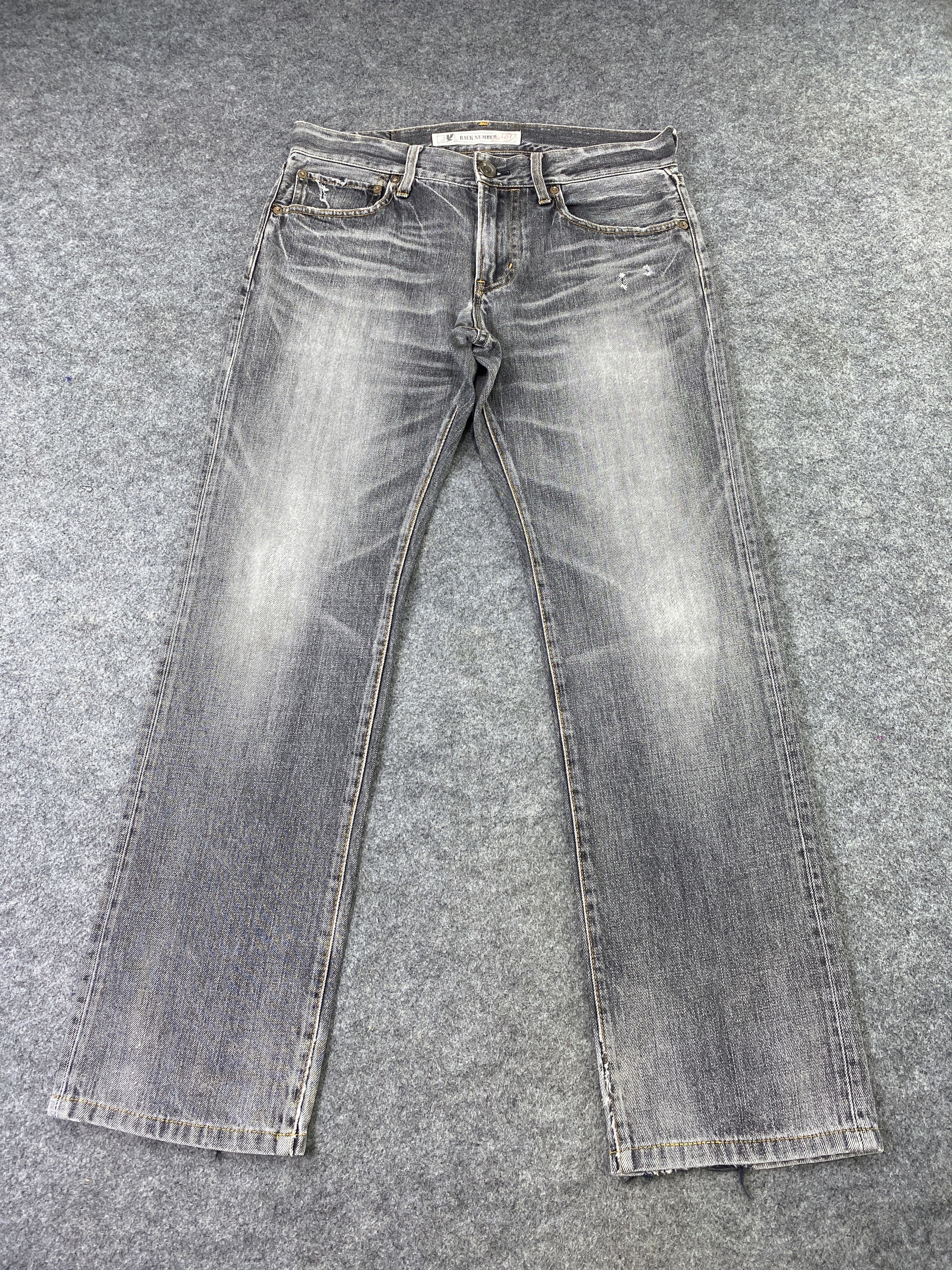 Japanese Brand Japanese Brand Back Number Faded Black Wash Jeans -J1133 Size US 33 - 2 Thumbnail