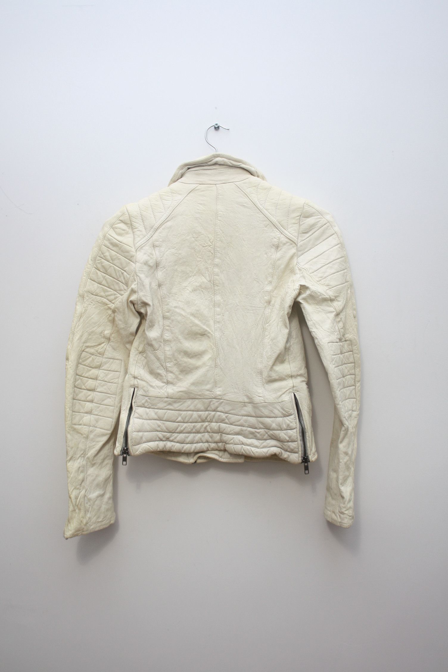 Allsaints All Saint Crean White Leather Jacket Women's US2 Size XS / US 0-2 / IT 36-38 - 2 Thumbnail