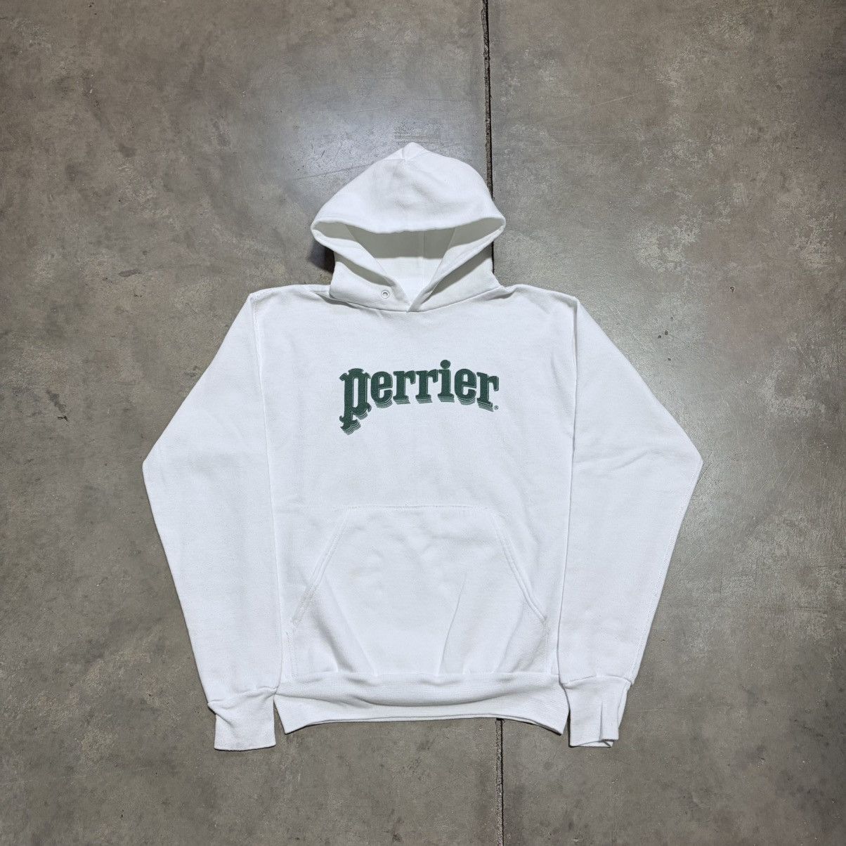 Vintage Vintage 80s Hoodie Sweatshirt Perrier Water Promo French USA Size US M / EU 48-50 / 2 - 4 Thumbnail