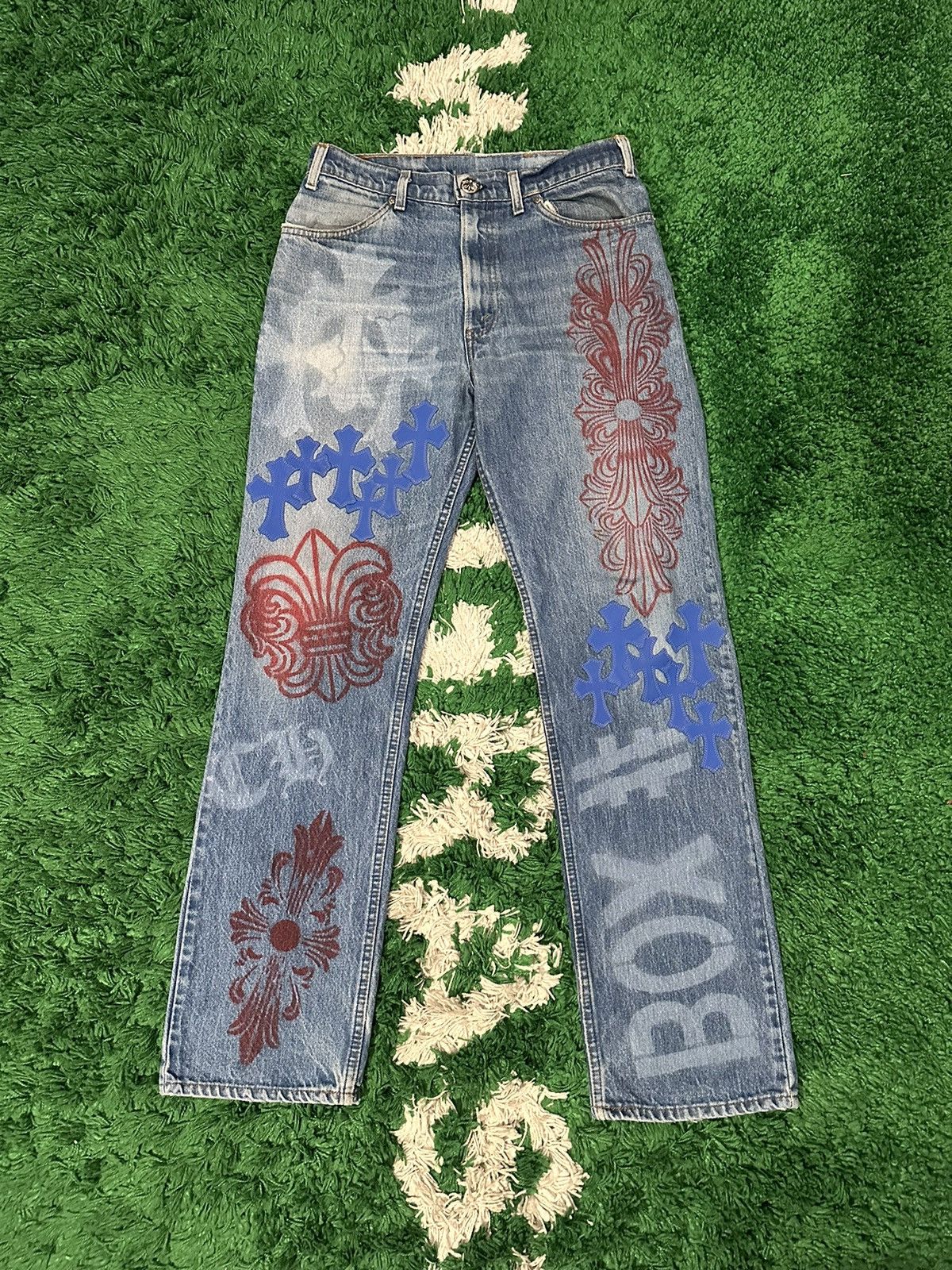 Chrome Hearts Chrome Hearts Levi’s Stencil Cross Patch Denim Size US 33 - 1 Thumbnail