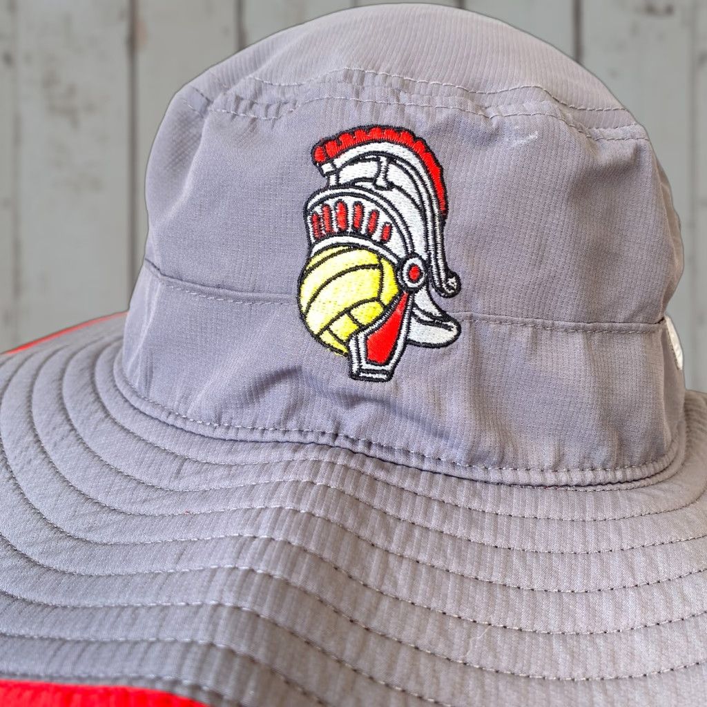 Vintage VINTAGE Lincoln High School Trojans Sun Hat Boonie Gray Red Volleyball Mascot Stockton Size ONE SIZE - 1 Thumbnail