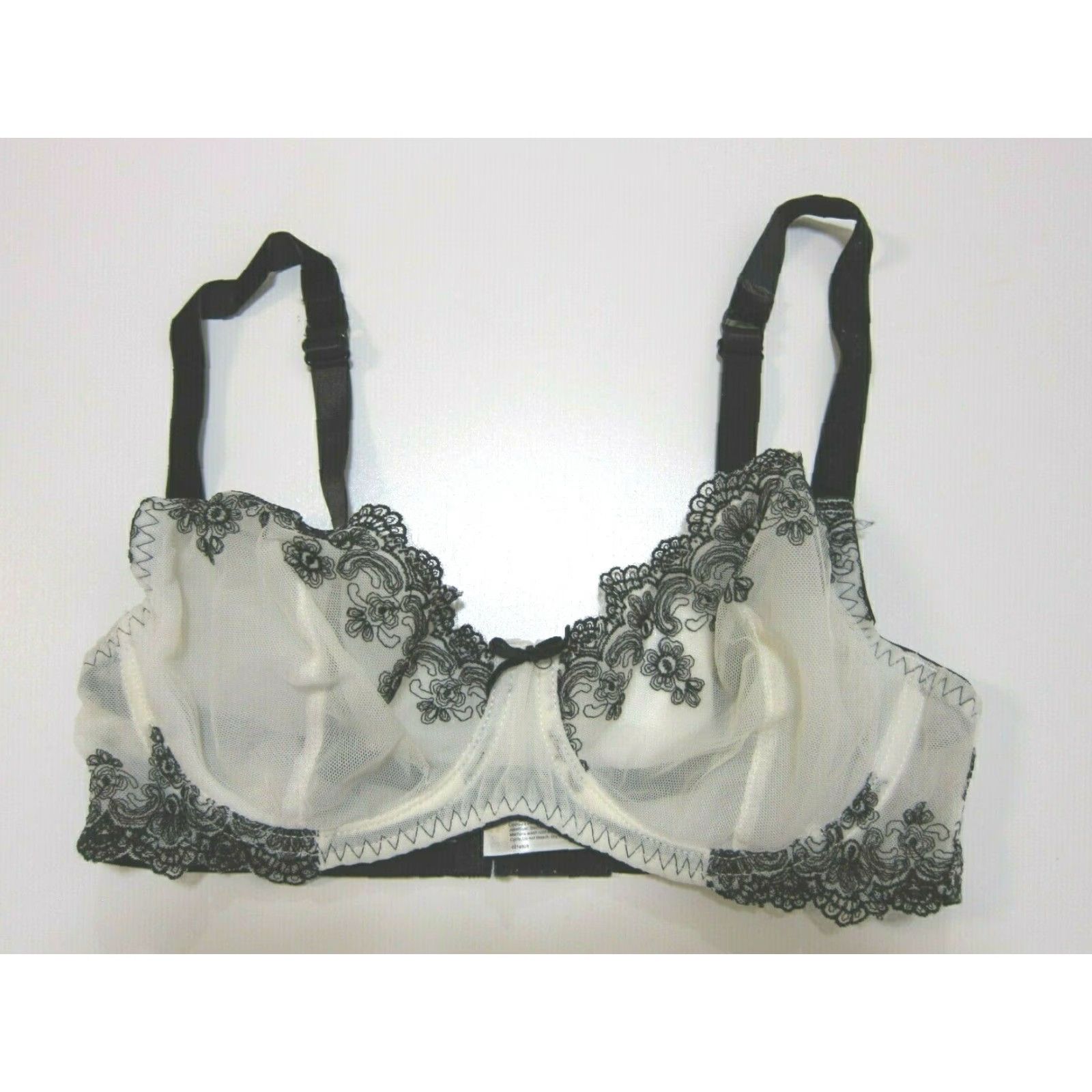 Vintage VINTAGE Blush White Black Lace Embroidered Sheer Underwire Sexy Bra Women 34C Size ONE SIZE - 5 Thumbnail