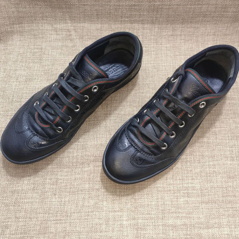 Gucci Gucci Stylish Black Leather Sneakers Size US 6.5 / EU 39-40 - 1 Thumbnail