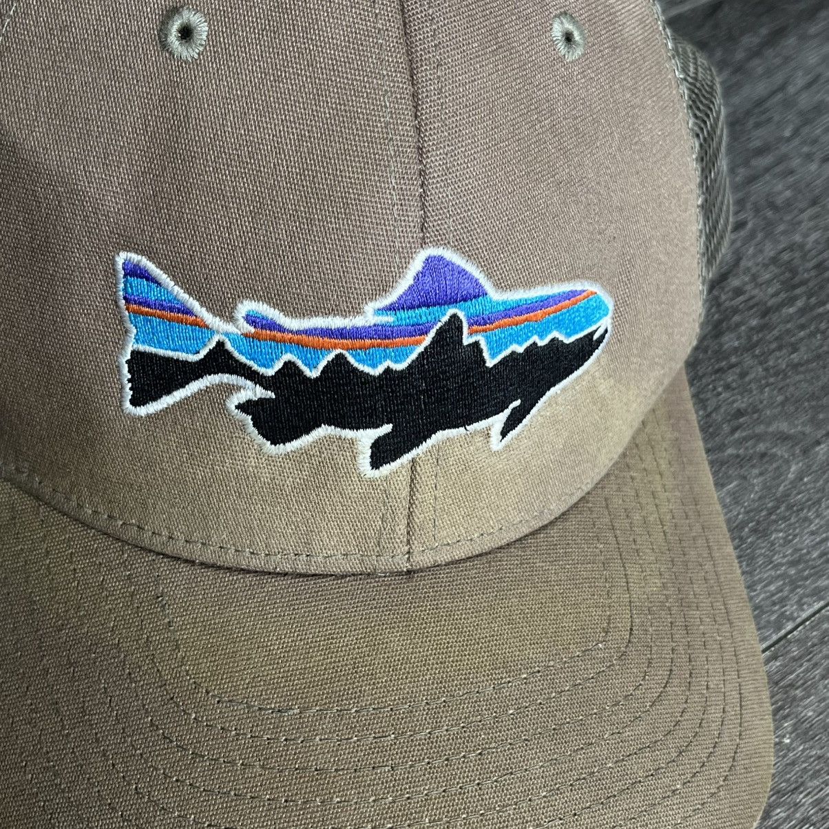 Patagonia Vintage Patagonia Fitz Roy Trout Fish Tan Beige Trucker Hat Size ONE SIZE - 2 Thumbnail