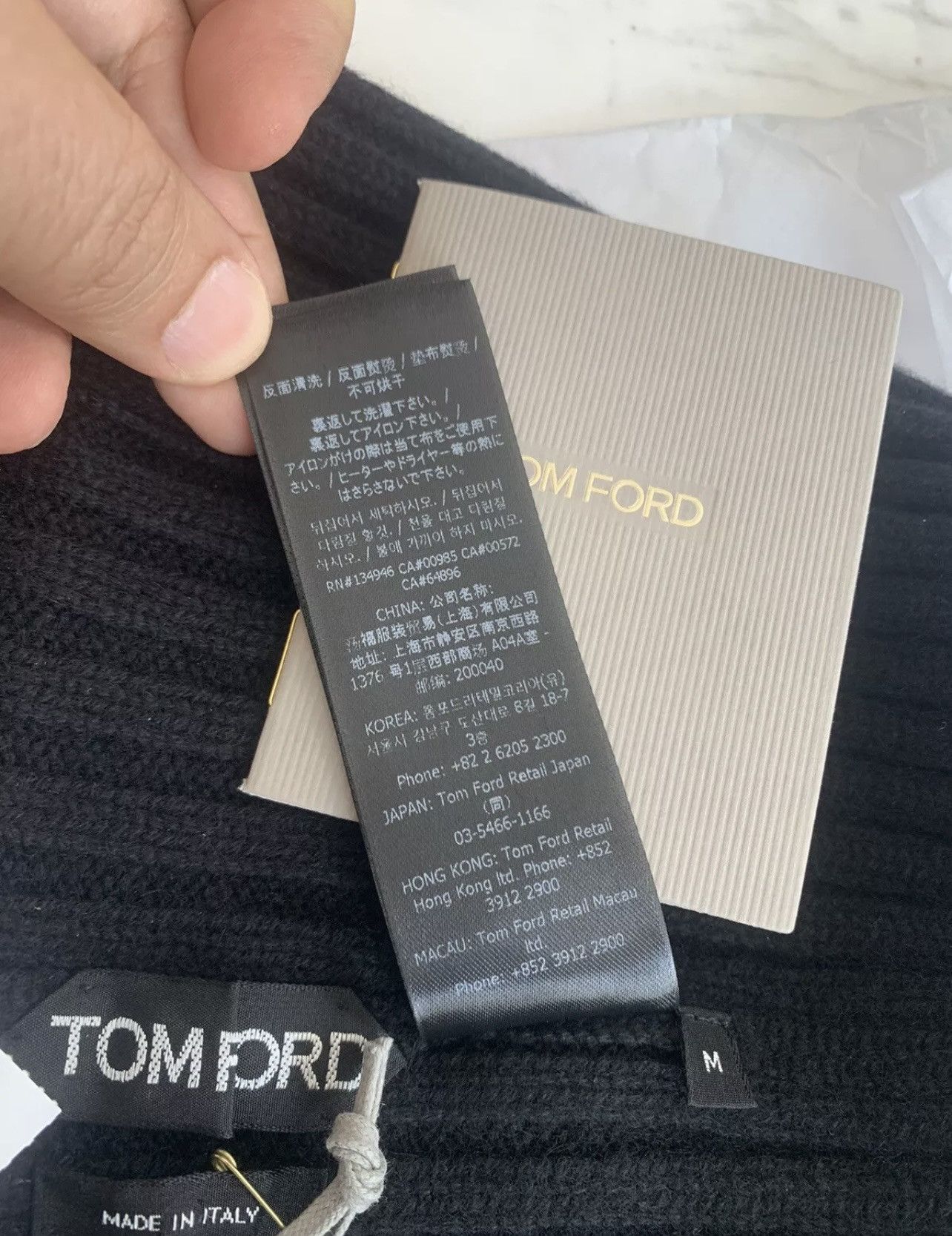 TOM FORD Ribbed 100% Cashmere Beanie size medium