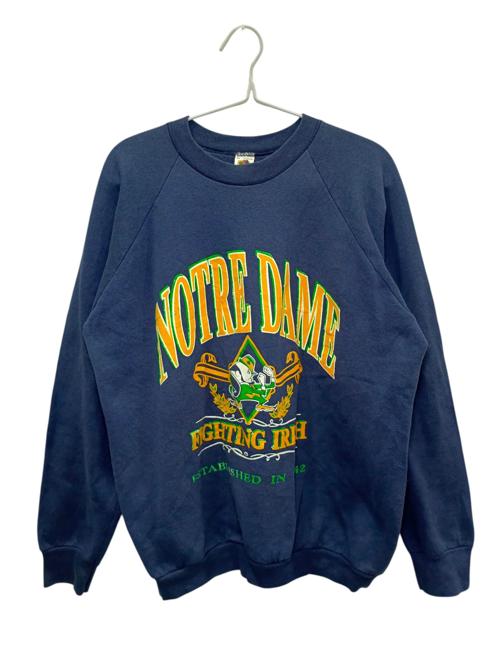 Vintage Vintage 90s Notre Dame Fighting Iris Crewneck Sweatshirt Size US XL / EU 56 / 4 - 1 Thumbnail