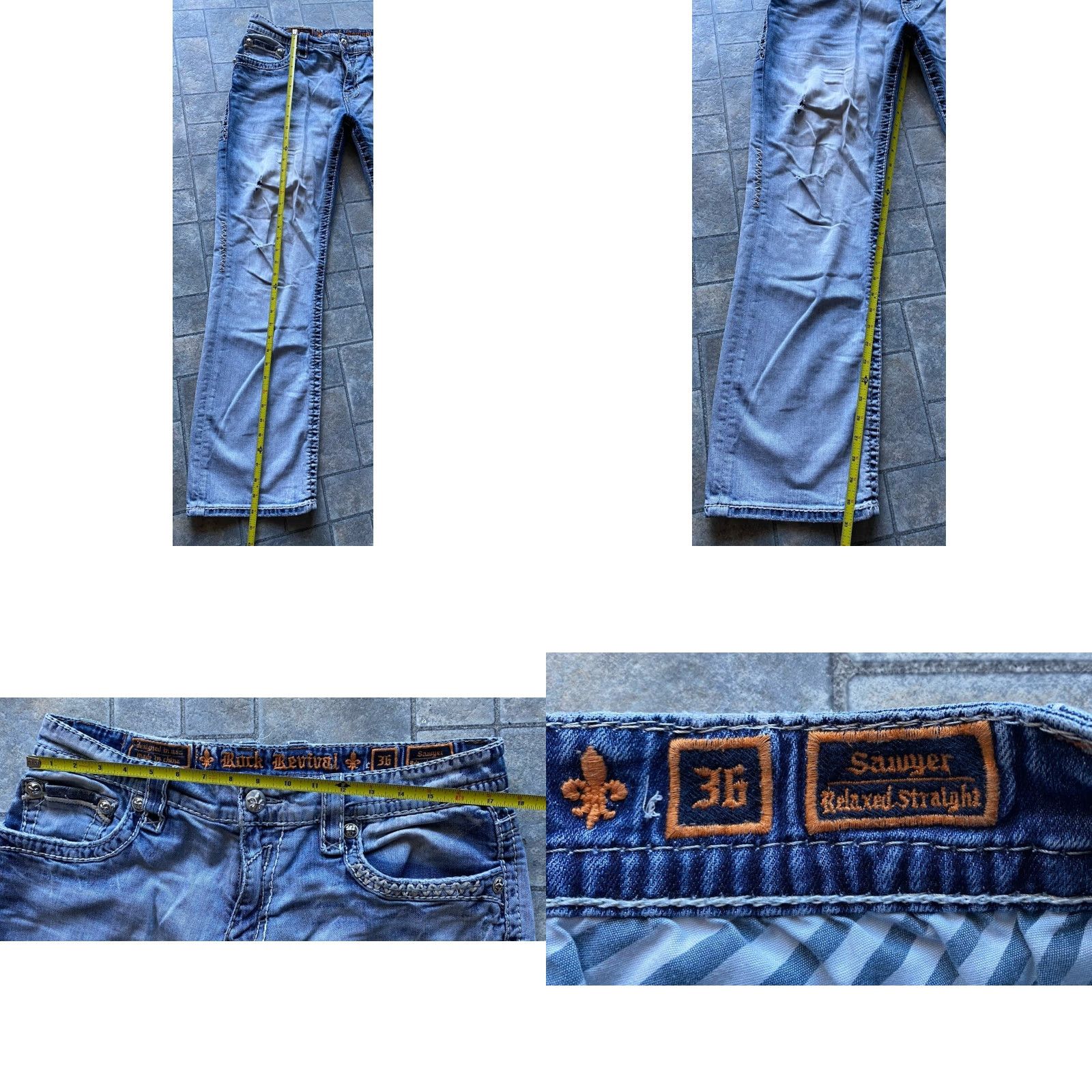 Vintage VINTAGE Rock Revival Jeans Sawyer Relaxed Straight Men’s 36 Flaws Wear Mens Jeans 36 Straight Relaxed Size US 36 / EU 52 - 9 Thumbnail