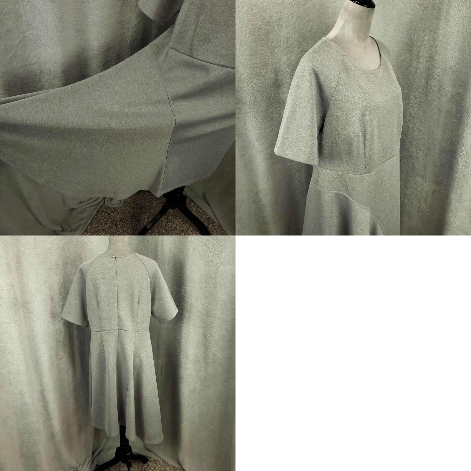Vintage Womens Dress Size 16 Asymmetical Hem Gray Pullover Short Above Knee Heathered Size XXL / US 16-18 / IT 52-54 - 8 Thumbnail