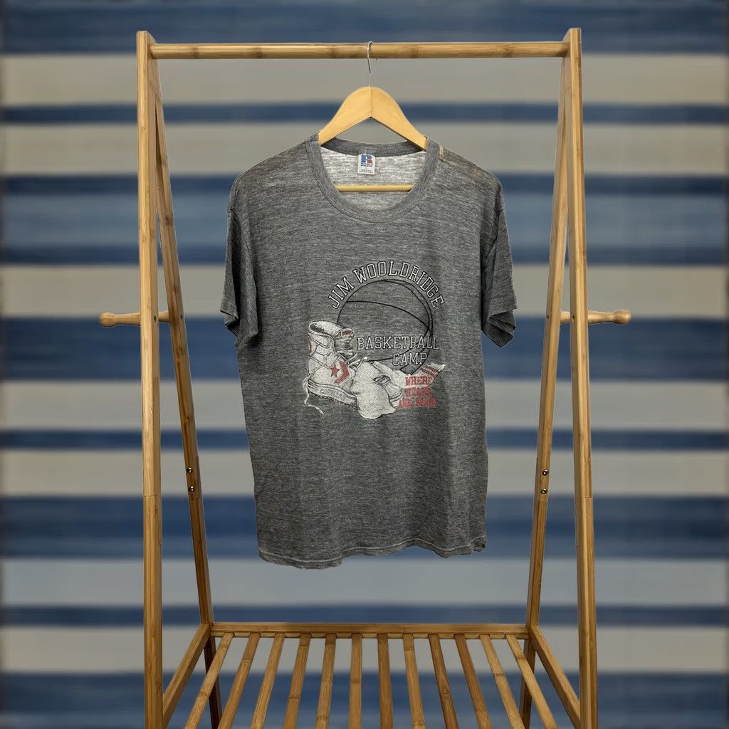 Russell Athletic VINTAGE Russell Athletic T-Shirt Gray L Mens Grunge Burnout Thin 80s Paper Thin Worn Costume Style Size US L / EU 52-54 / 3 - 1 Thumbnail