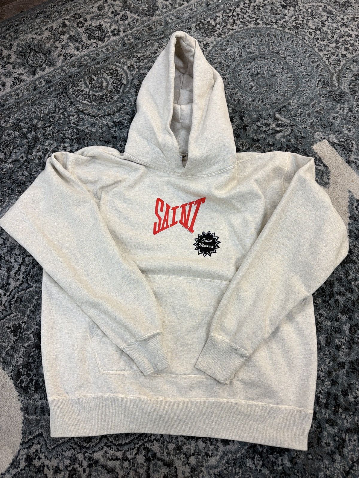 Saint Michael Saint Michael ribbon hooded sweatshirt cream tan red Size US XL / EU 56 / 4 - 1 Thumbnail