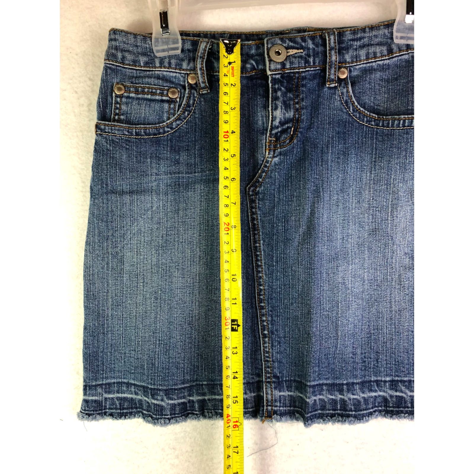 Vintage SO Jeans Blue Jean Skirt Womens Size 5 Midi Denim Cotton Zip Flat Front Regular Waist 29" Vintage: No Womens Size 27" / US 4 / IT 40 - 7 Thumbnail