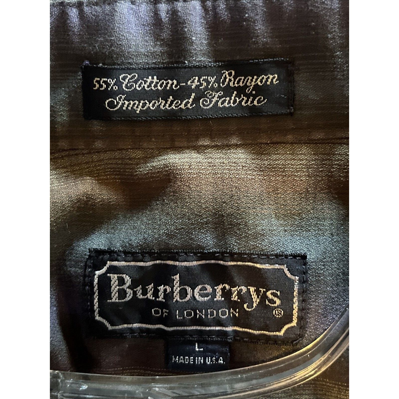 Burberry Burberrys Men's Large Button Shirt Green Purple Plaid Cotton Size US L / EU 52-54 / 3 - 4 Thumbnail