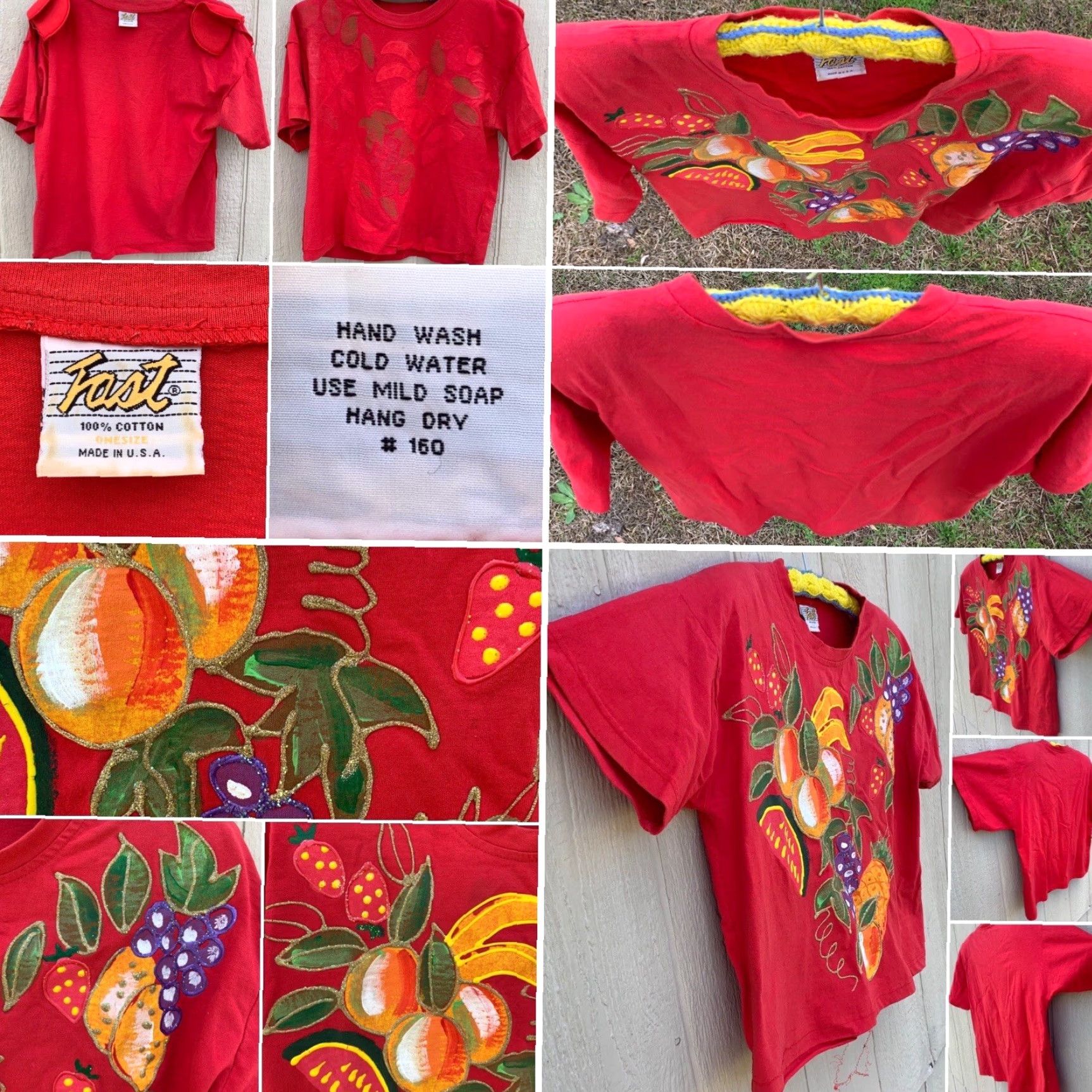 Vintage VINTAGE Fast Fruit Painted Wearable Art Tee T-Shirt One Size Red 1980s 1990s Casual Size ONE SIZE - 7 Thumbnail