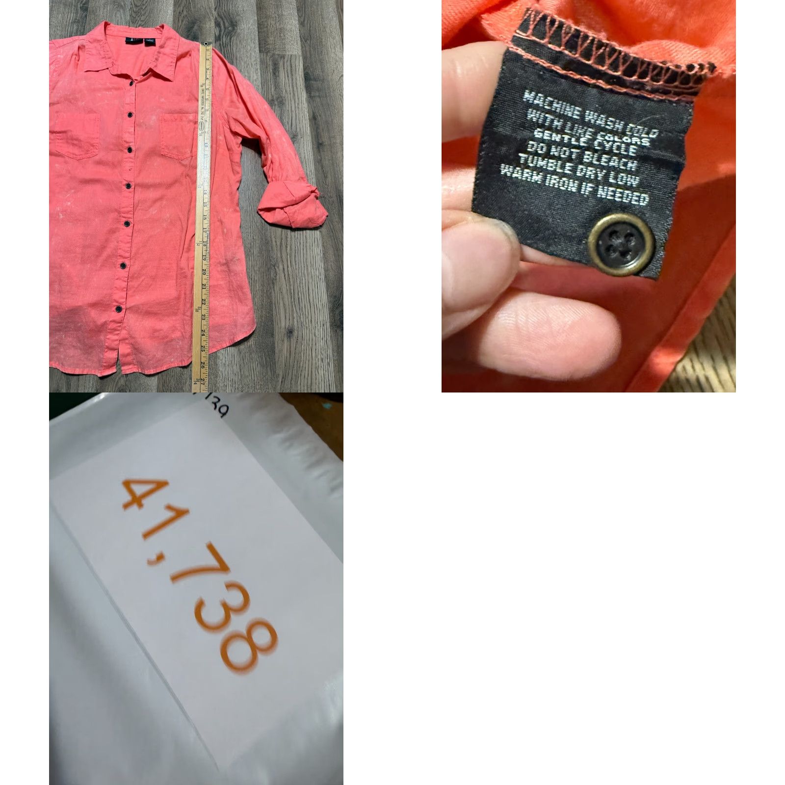 Vintage ALC Shirt Women's Large Orange Long Sleeve Button Up Shirt Size L / US 10 / IT 46 - 8 Thumbnail