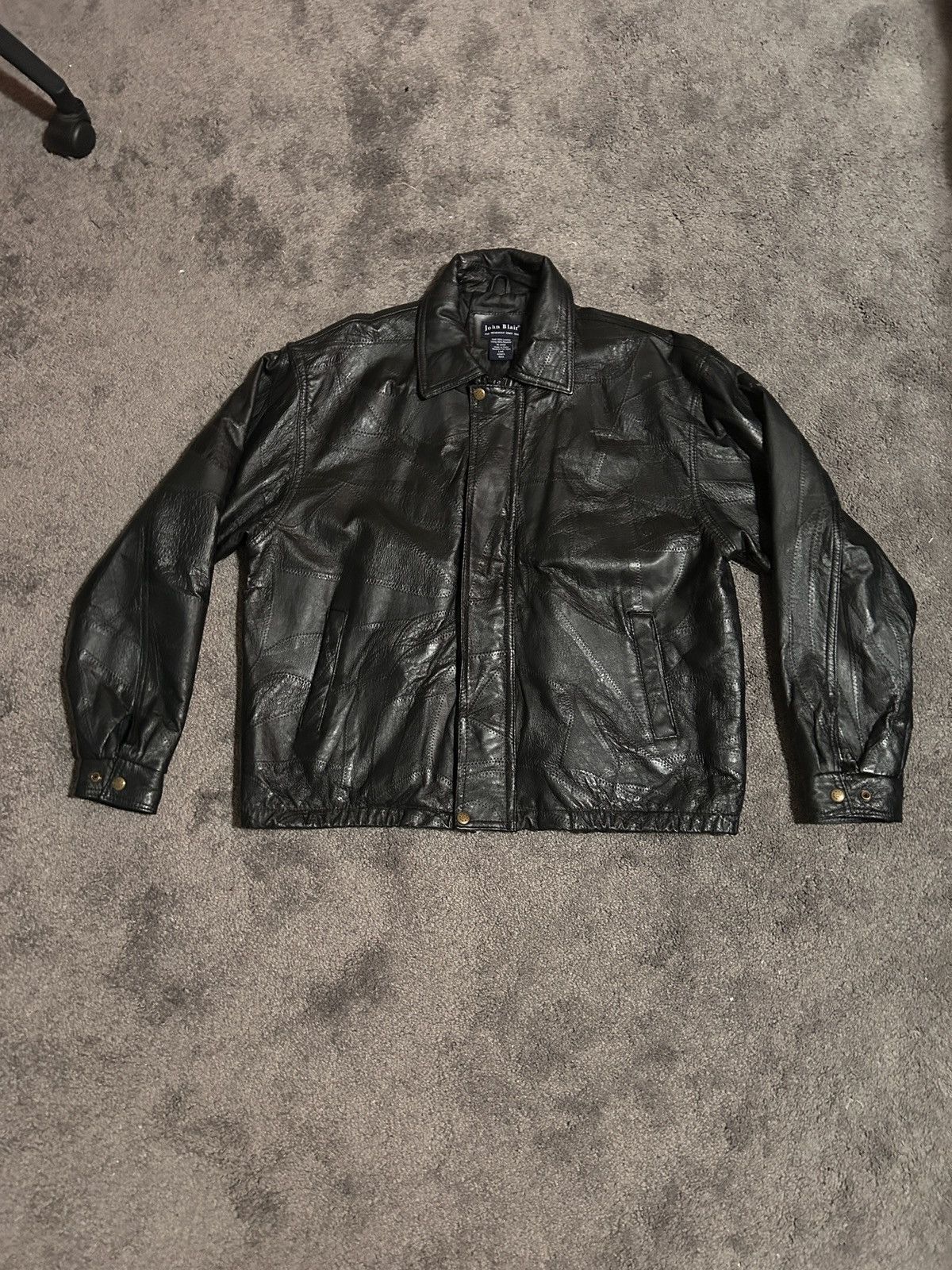 Vintage Vintage Black Patchwork Leather Jacket Size US L / EU 52-54 / 3 - 4 Thumbnail