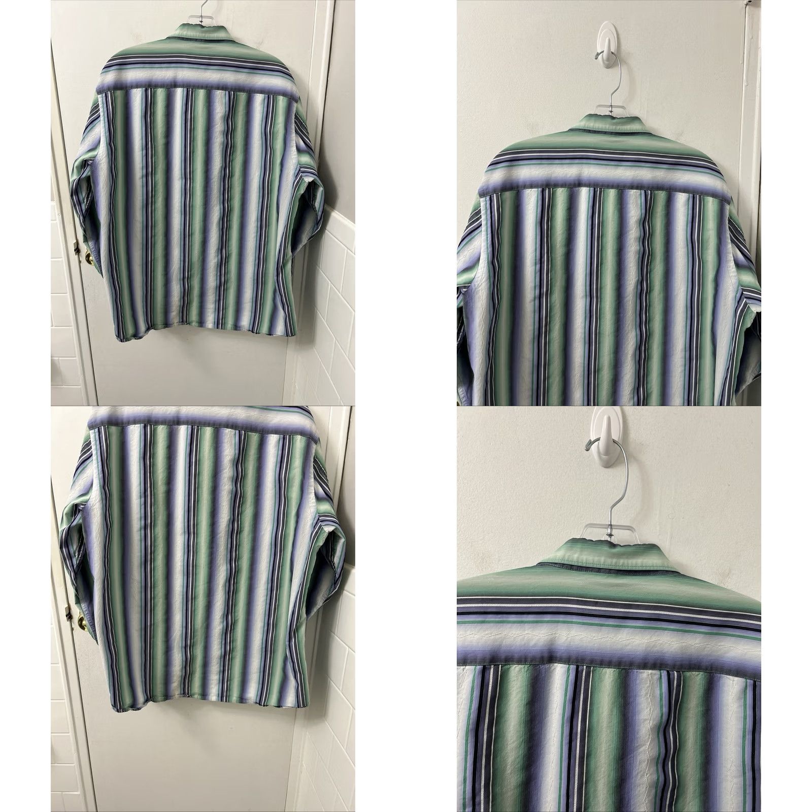 Tommy Bahama Tommy Bahama Shirt Mens XL Green Blue Striped Silk Blend Button Down L/S Size US XL / EU 56 / 4 - 8 Thumbnail