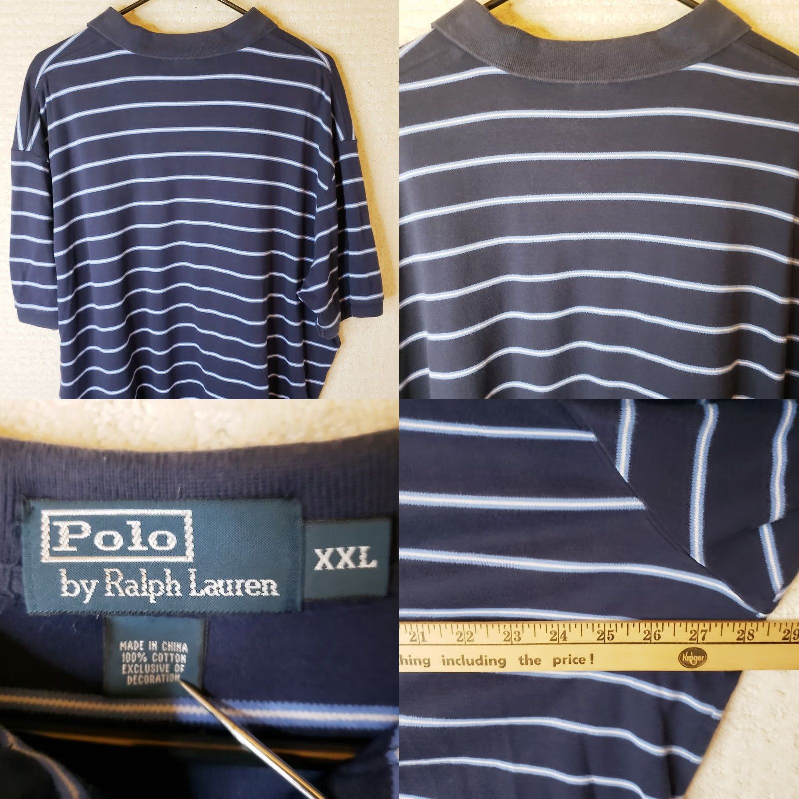Polo Ralph Lauren Polo Ralph Lauren Shirt Men's 2XL Blue Striped Short Sleeve Collared Logo Polo Shirt Size US XXL / EU 58 / 5 - 8 Thumbnail