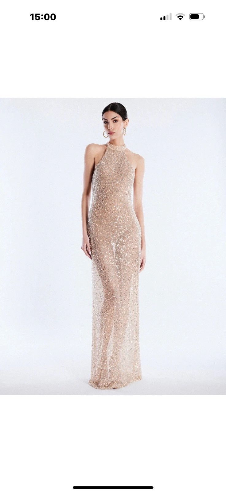 Bcbgmaxazria BCBGMAXAZRIA Jules Beaded Semi-Sheer Halter Gown Size XS / US 0-2 / IT 36-38 - 8 Thumbnail