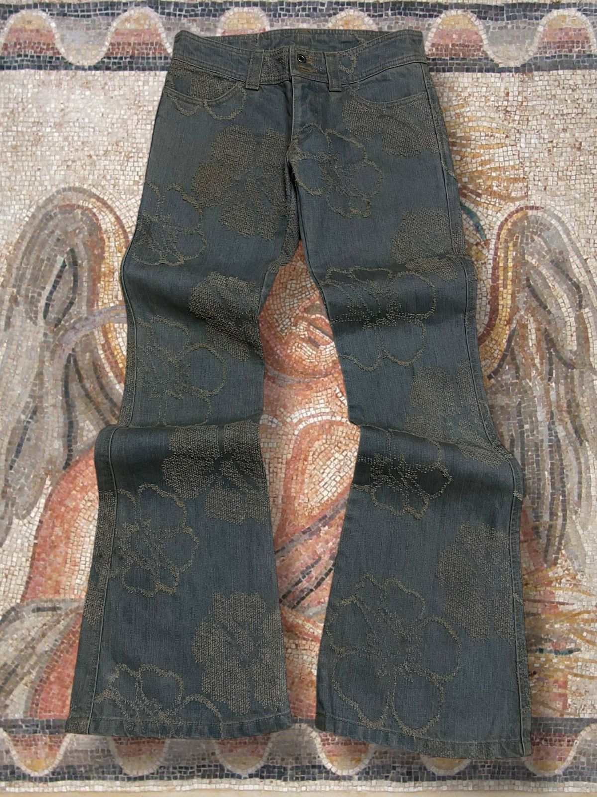 Tornado Mart Vintage Og 1990s Designer Japan Albarosa Flared Art Denim Size US 28 / EU 44 - 1 Thumbnail