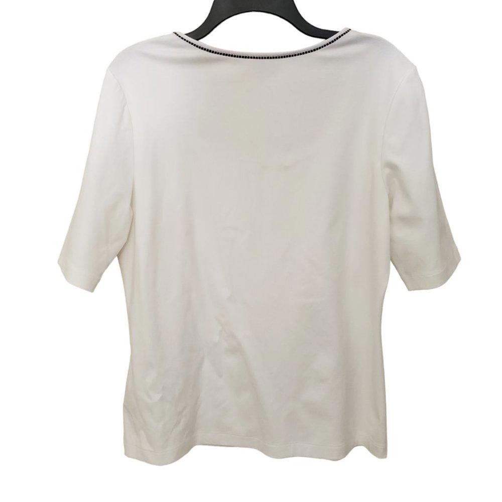 Designer CT1305a Ladies Lafayette 148 XL White Blouse Size XL / US 12-14 / IT 48-50 - 2 Thumbnail