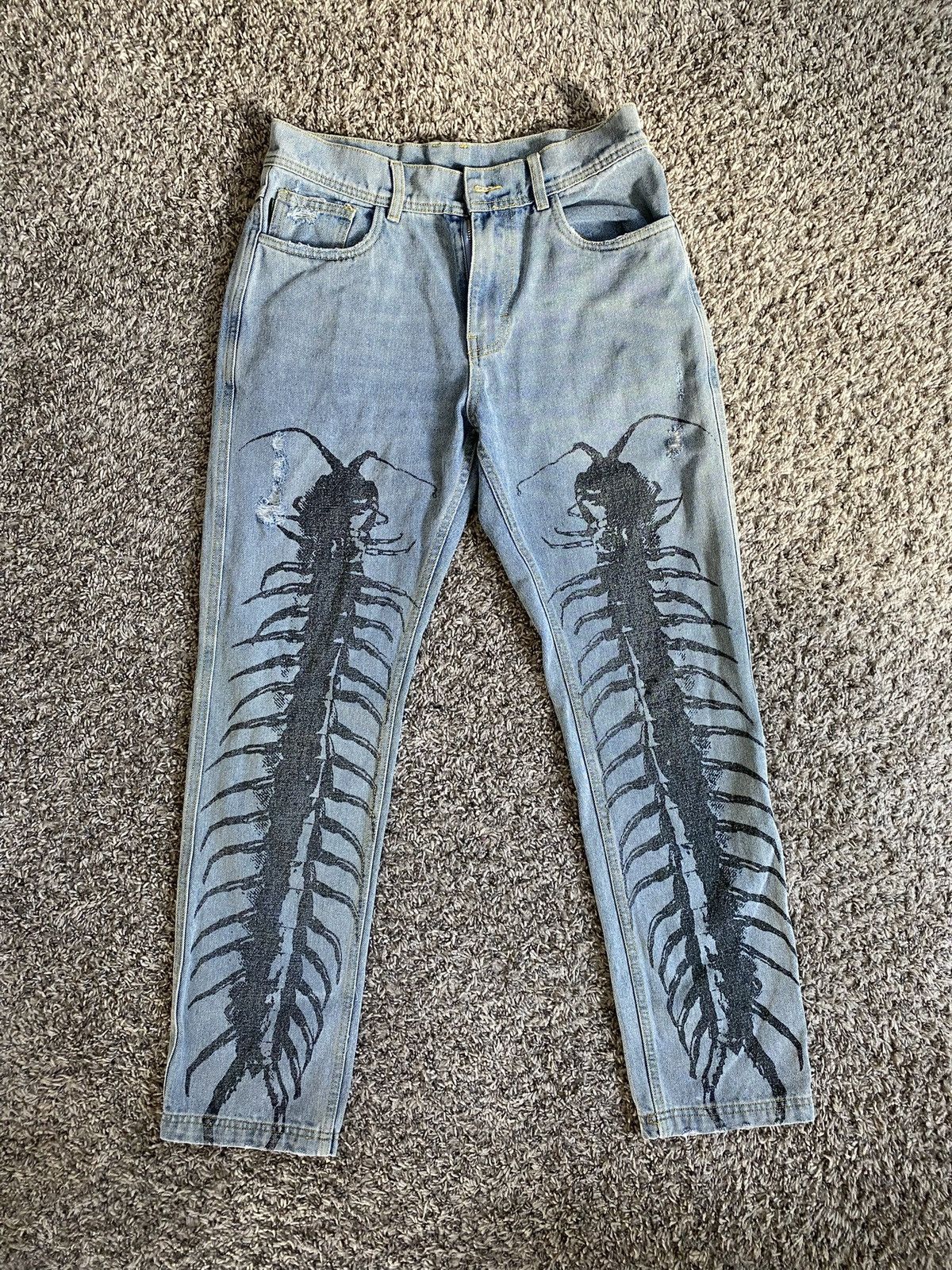 Pleasures Pleasures Distressed Centipede Blue Jeans Size US 30 / EU 46 - 1 Thumbnail
