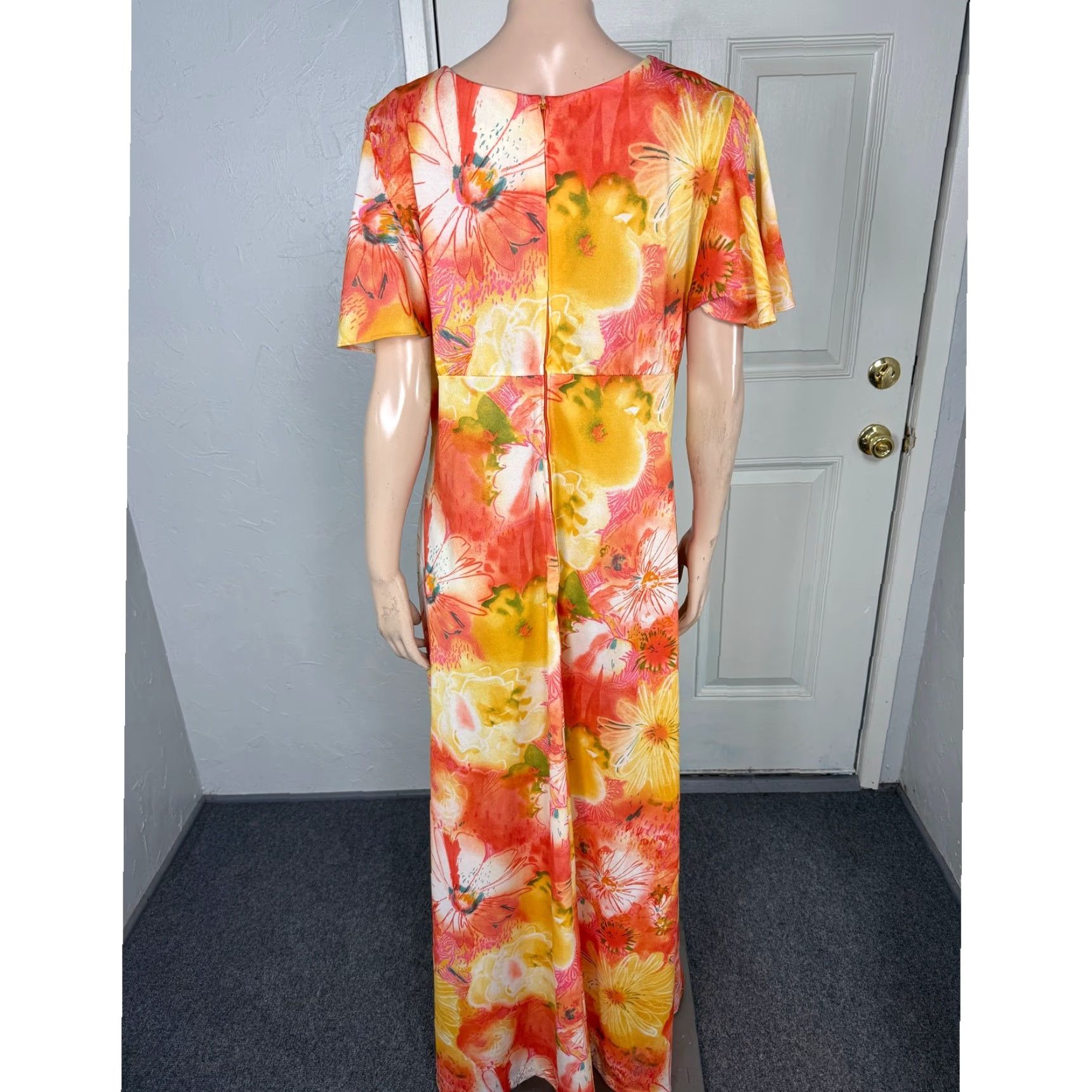 Vintage VINTAGE 70s Women's Dress Maxi Bohemian Flutter Sleeve Party Floral Large NN30 Size XXS / US 00 / IT 34 - 4 Thumbnail