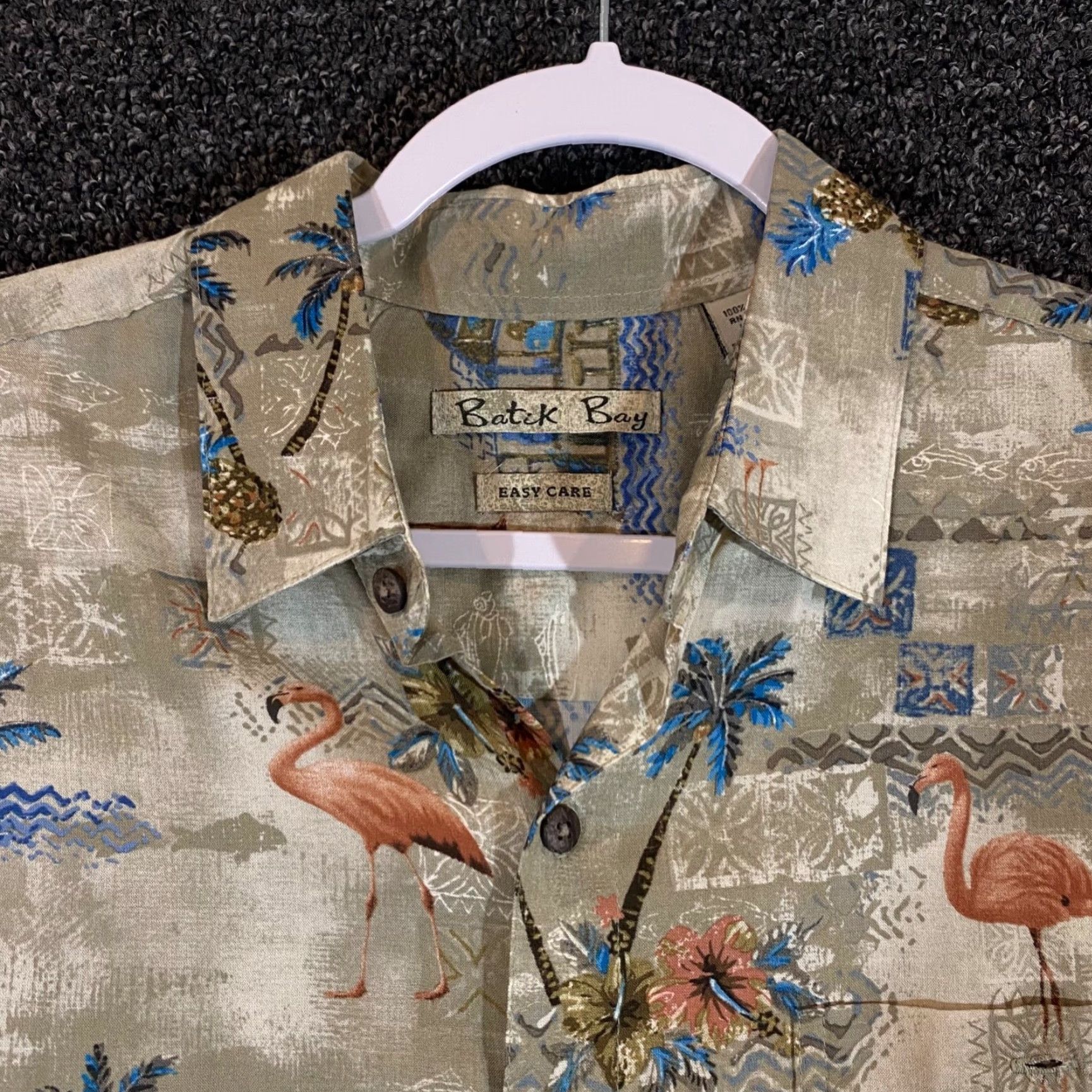 Vintage Patrick Bay Men's Hawaiian Shirt Medium Short Sleeve Button-Down Flamingo Pineapple Casual All Seasons Size US M / EU 48-50 / 2 - 2 Thumbnail