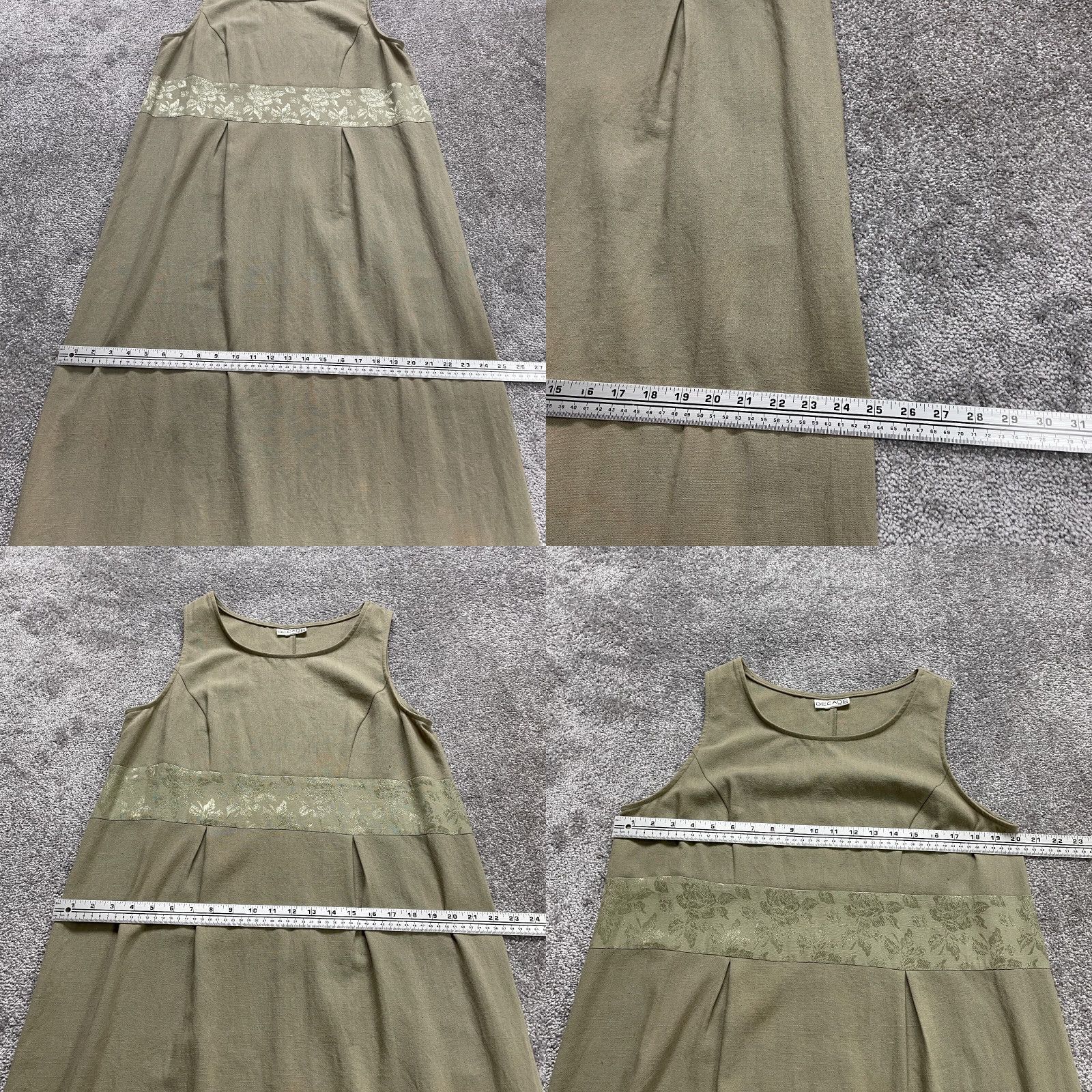 4SDESIGNS Decade Designs Dress Women Vintage Yes Large A-Line Floral Green Long Sleeveless Round Neck Knitted Cotton Polyester Knit Lined Casual Party/Cocktail Size L / US 10 / IT 46 - 8 Thumbnail