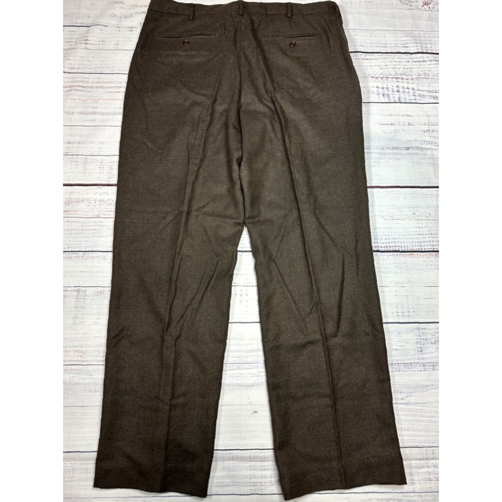 Lands' End Lands' End Mens Dress Pants Brown 38 Wool Blend Traditional Fit Flat Front 30.5in Inseam Pants Mens Size 38 Brown Dress Pants Size US 38 / EU 54 - 6 Thumbnail