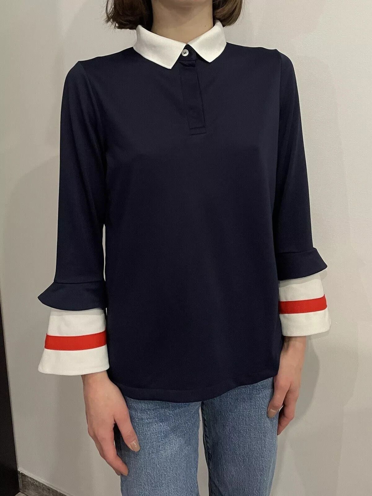 Ganni DDP Ganni Naoki Polo Shirt Jersey Long Sleeve Top Size XS / US 0-2 / IT 36-38 - 5 Thumbnail