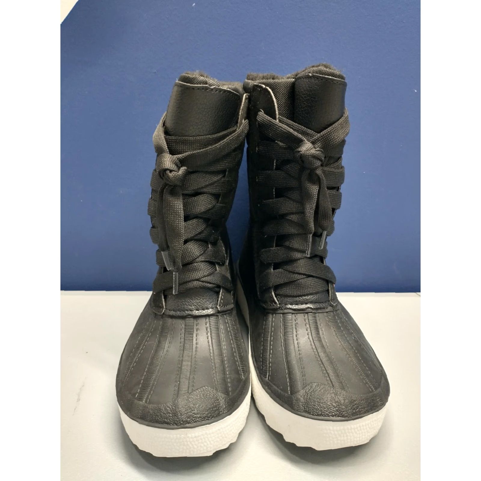 Pajar Pajar Womens Size 6 Black Duck Boots Rubber Sole Lace Up Front Zipper Only: New without Box Shoes Size US 6 / IT 36 - 2 Thumbnail