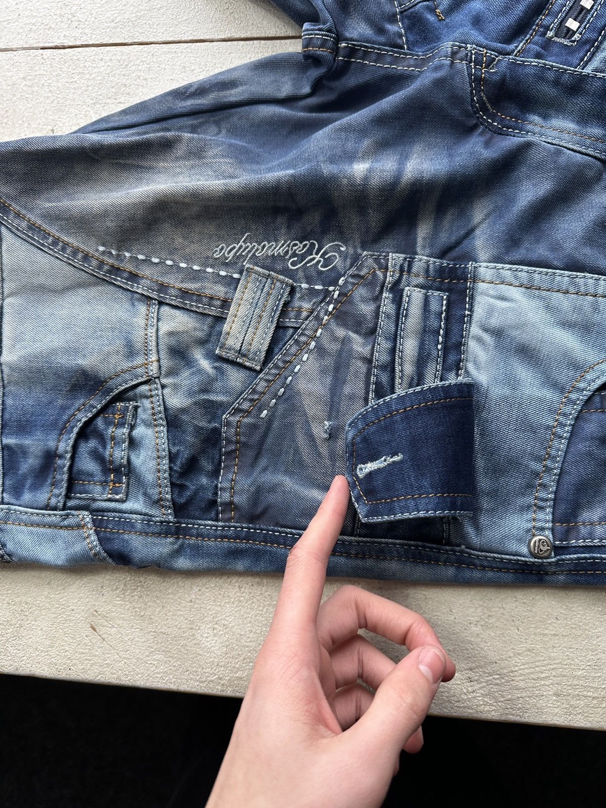 Japanese Brand 🚨Japanese Cosmo Lupo Baggy Distressed Opium Punk Jeans Owens Size US 34 / EU 50 - 6 Thumbnail