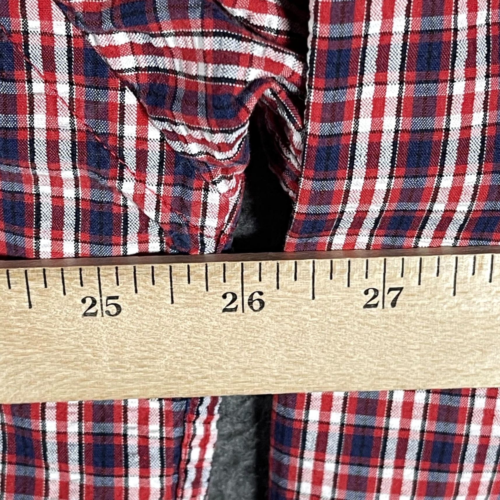 Tommy Hilfiger VINTAGE Tommy Hilfiger Shirt Mens XL Red Navy Plaid Button-Down Long Sleeve Crest Logo Size US XL / EU 56 / 4 - 6 Thumbnail