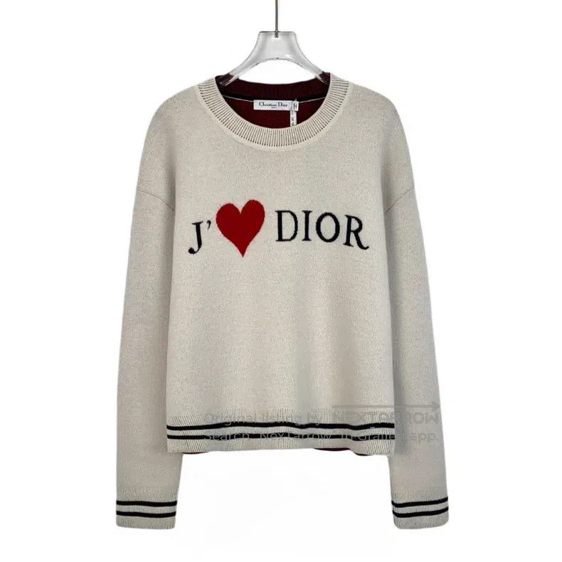 Dior Dior Apricot-coloured love letter inlaid cashmere round-ne Size M / US 6-8 / IT 42-44 - 1 Thumbnail