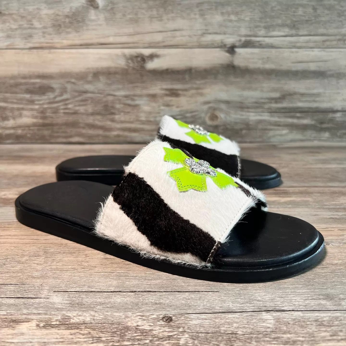 Chrome Hearts Chrome Hearts Colorblock Leather Flame Cross Slippers 39 Size US 6 / EU 39 - 2 Thumbnail