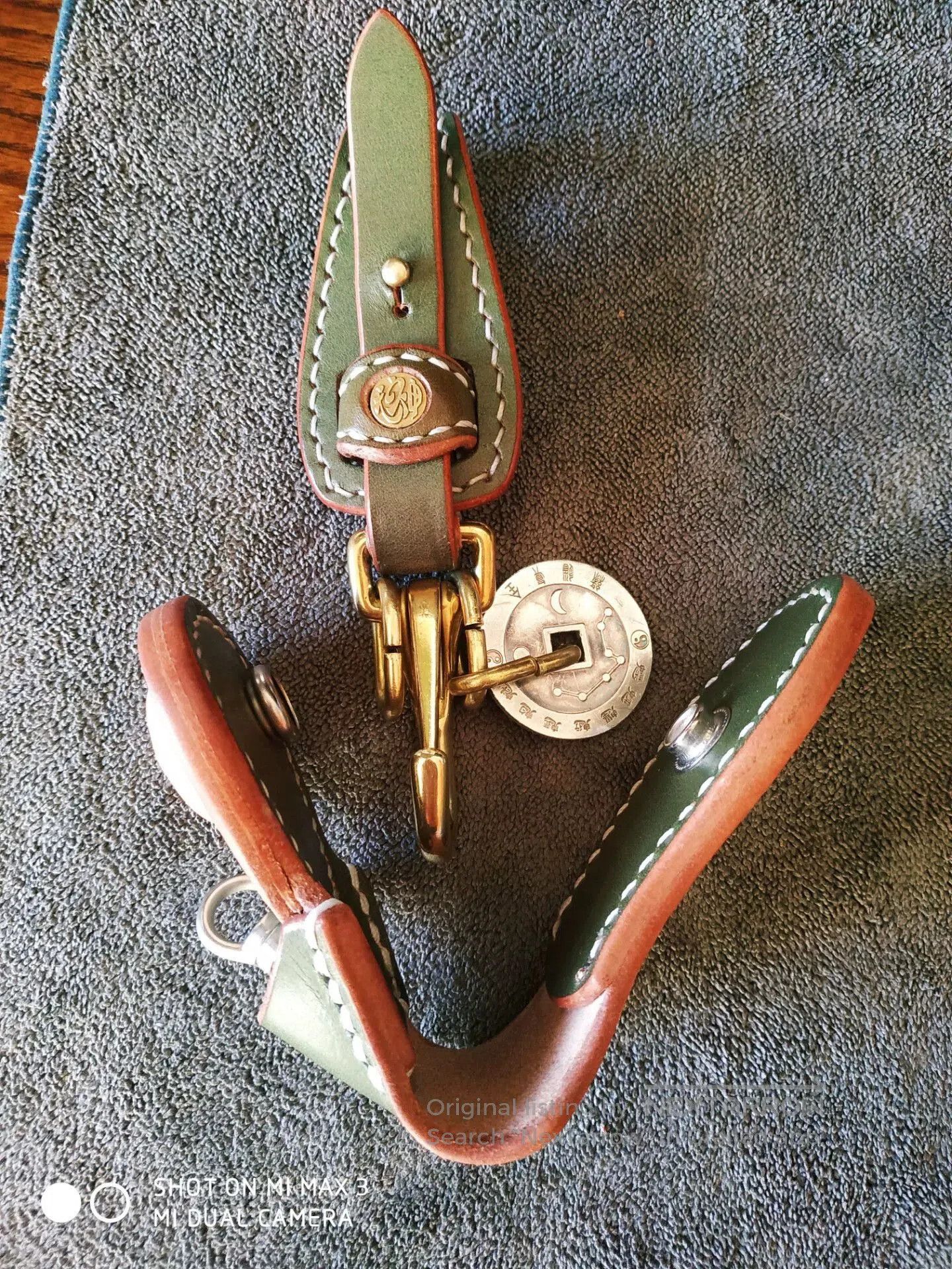 Japanese Brand Tenjin Works Green Kuri Leather Keychain. Size ONE SIZE - 2 Thumbnail