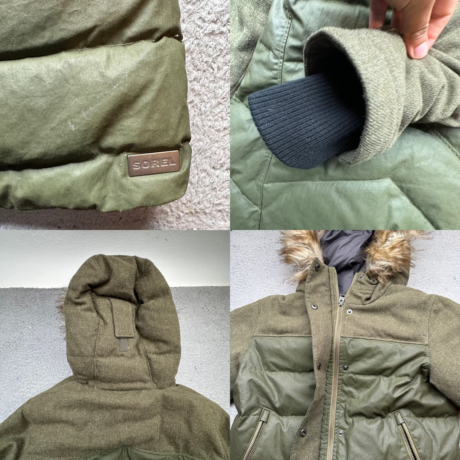 SOREL Sorel Parka Coat Womens Small Fur Hooded 700 Fill Tivoli Long Goose Down Green Size S / US 4 / IT 40 - 8 Thumbnail