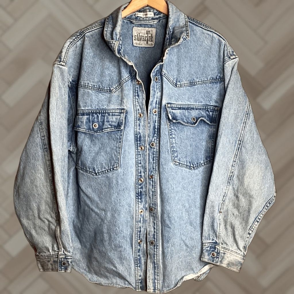 Levi's VINTAGE Levi's Silver Tab Men's L Blue Denim Jacket Snap Jacket Size US L / EU 52-54 / 3 - 1 Thumbnail