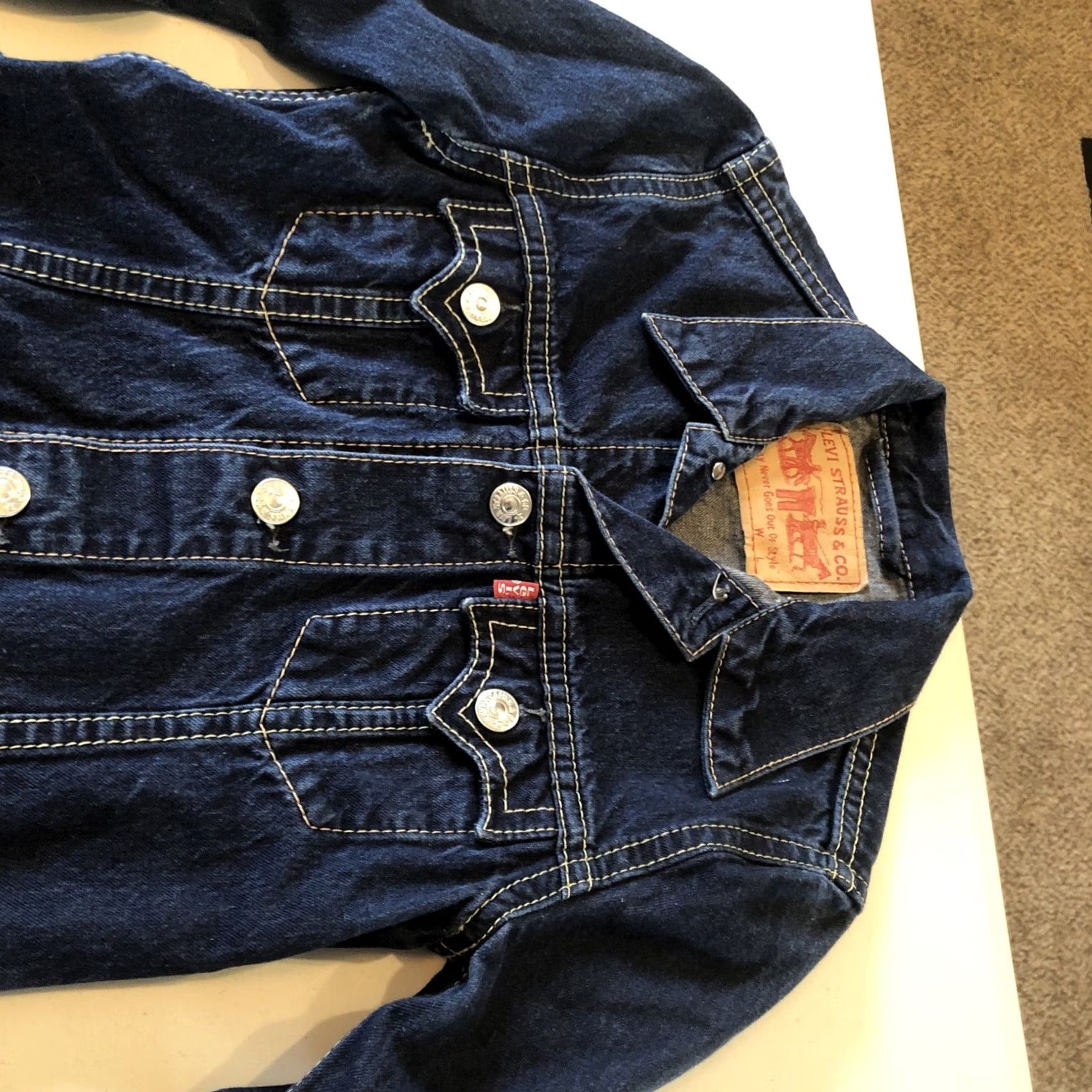 Denime Levis Womens Denim Button Down Jacket Blue Cotton Size Small Chest 34 Length 20 Jacket Women Regular Denim 34" Blue Fall Vintage No Size XXS / US 00 / IT 34 - 6 Thumbnail