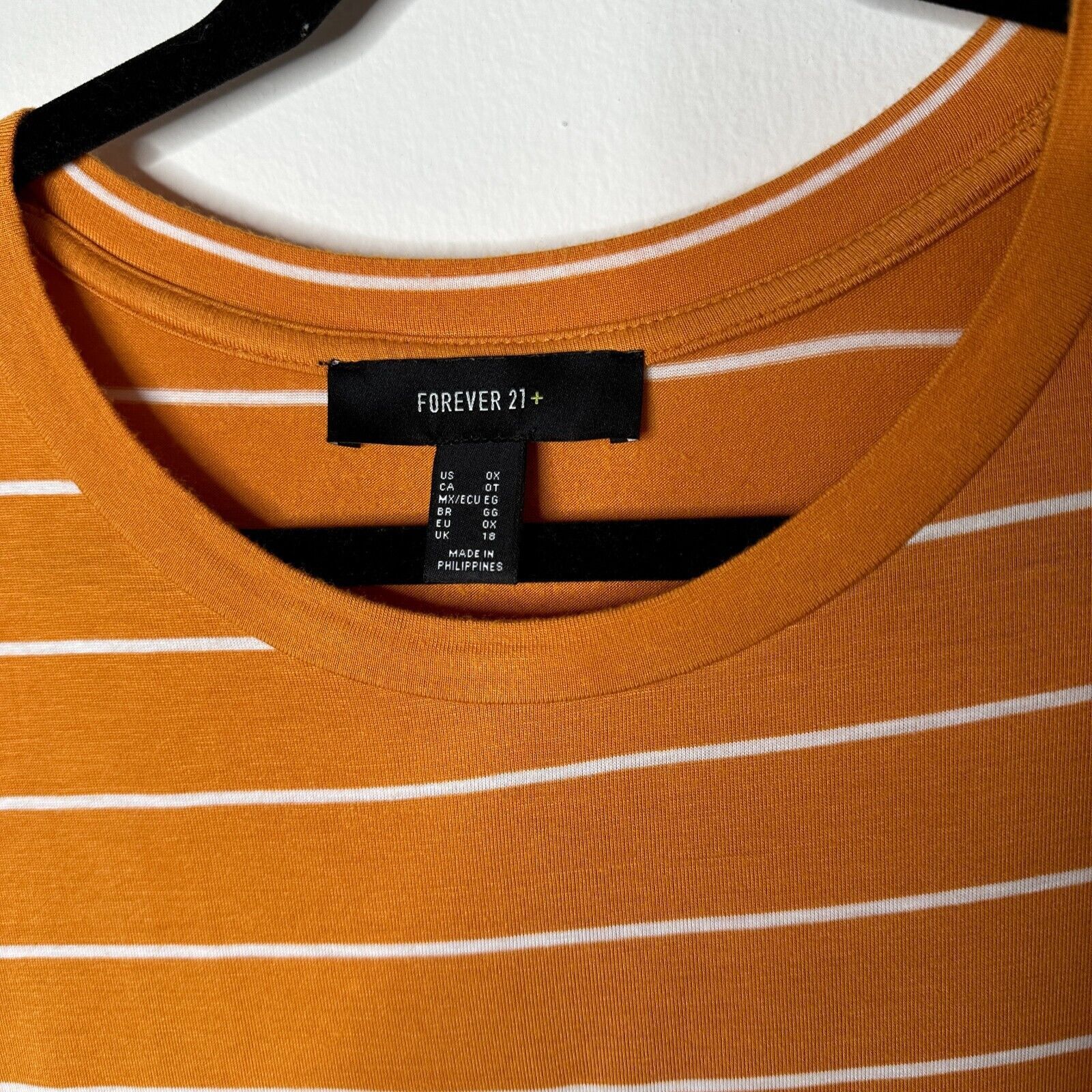 Forever 21 Forever 21 Orange White Stripe Short Sleeve Lettuce Edge 0X Size XS / US 0-2 / IT 36-38 - 3 Thumbnail