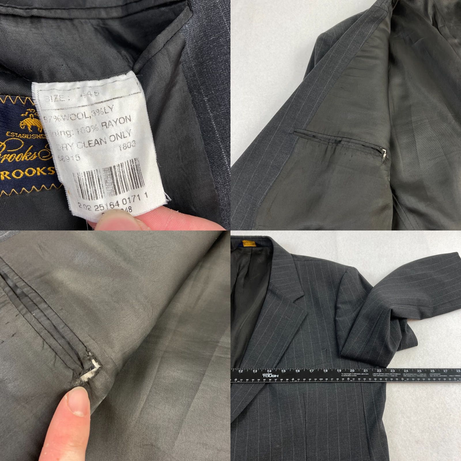 Brooks Brothers Brooks Brothers Brooksease Sport Coat Mens 44 S Black Striped Wool Blazer Lined Size 44R - 8 Thumbnail