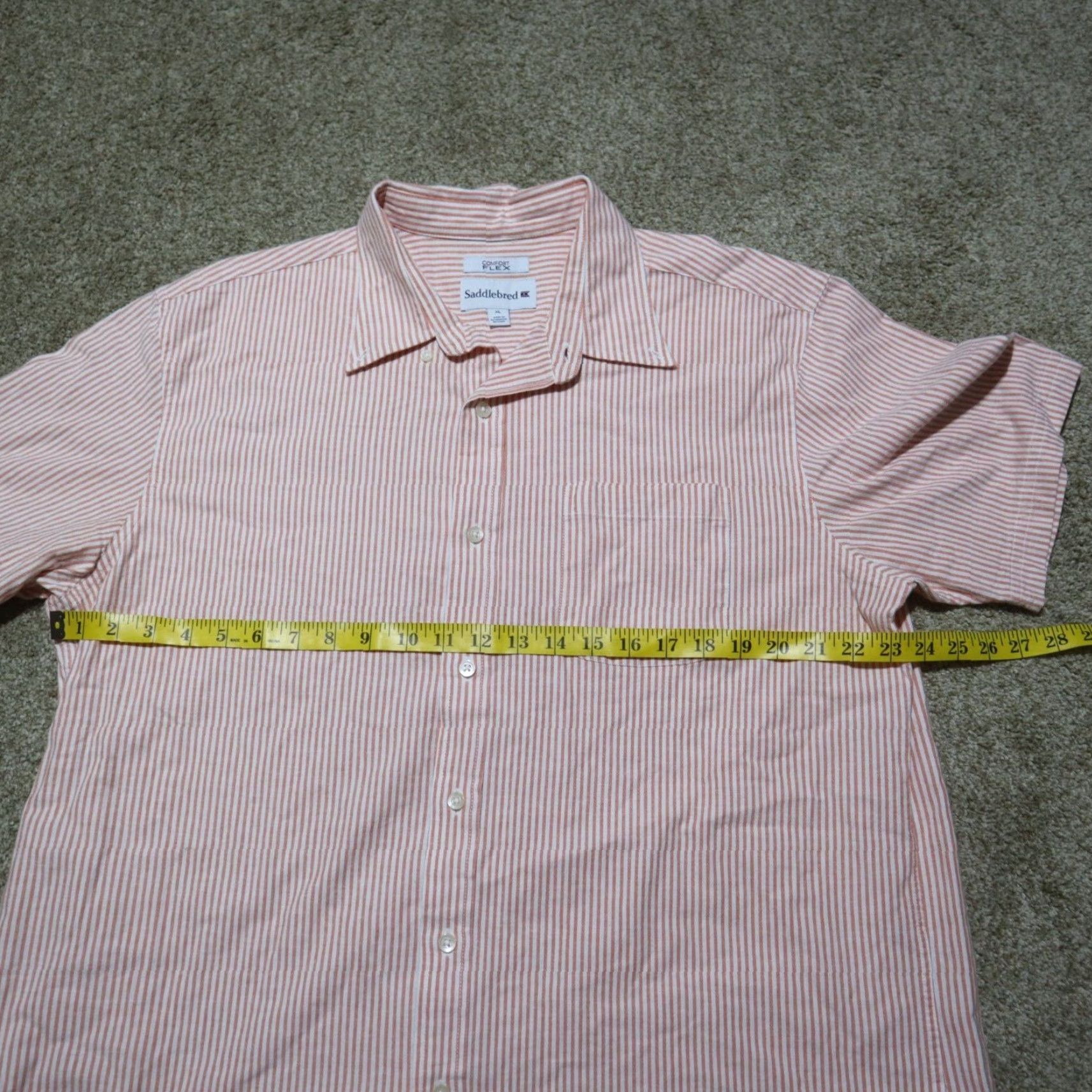 Vintage Saddlebred Shirt Orange Stripes Button Up Short Sleeve Men's XL Extra Large Size US XL / EU 56 / 4 - 4 Thumbnail