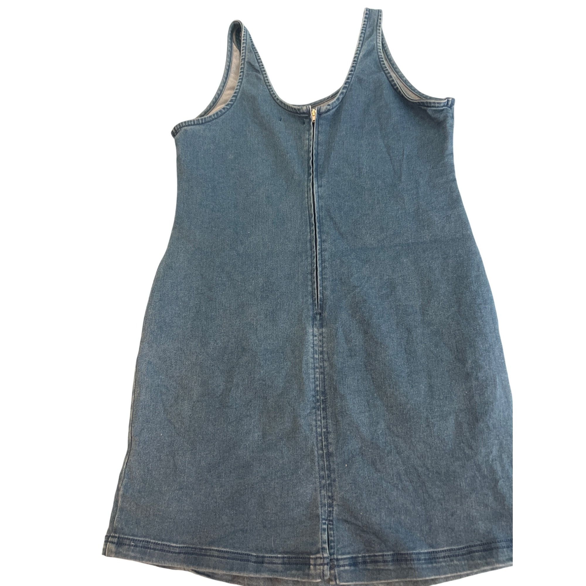 New Look New Look Blue Denim Bodycon Dress Fitted Sleeveless Back Zip Size L / US 10 / IT 46 - 2 Thumbnail